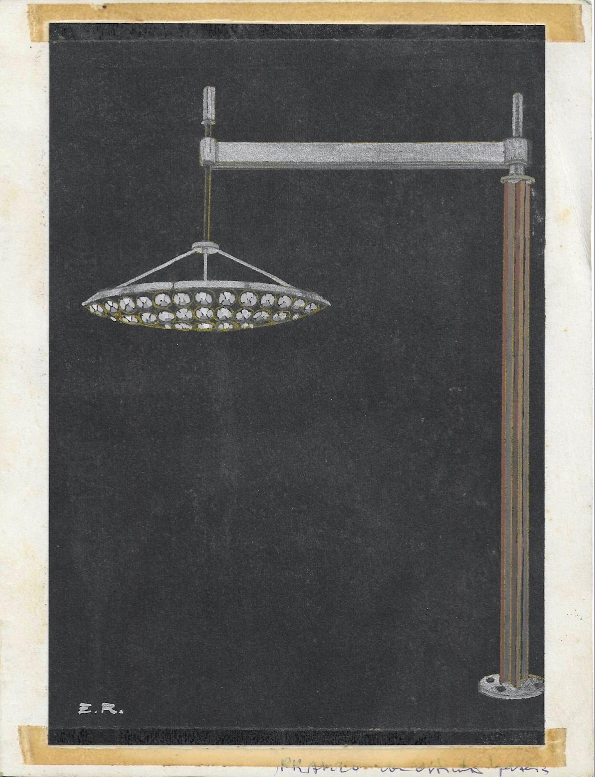 Edera Radici for SAGIM 1950's Italian Patinated Brass and Crystal UFO Pendant For Sale 9
