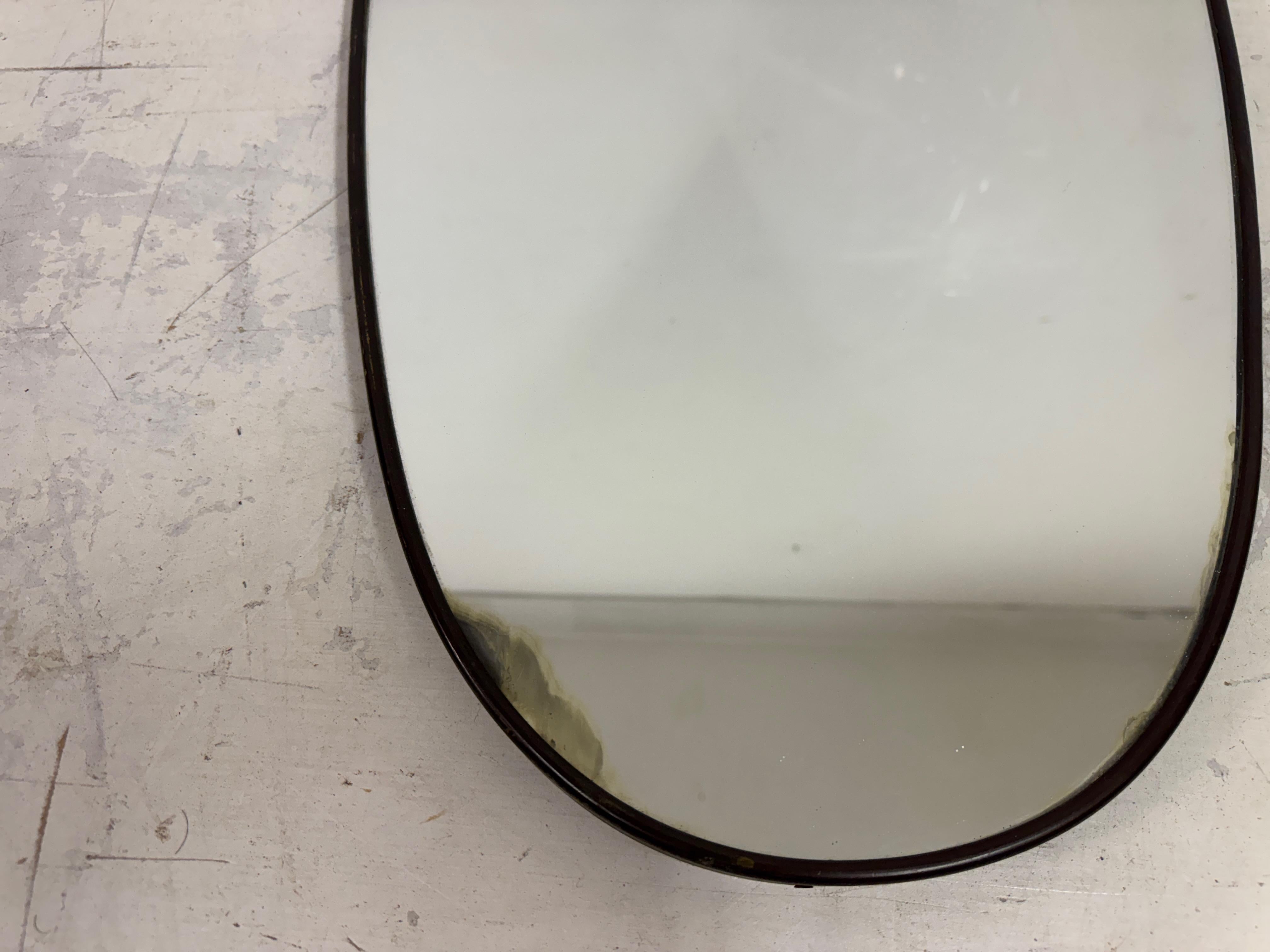 1950s Italian Patinated Brass Mirror with Scroll Detailing For Sale 7