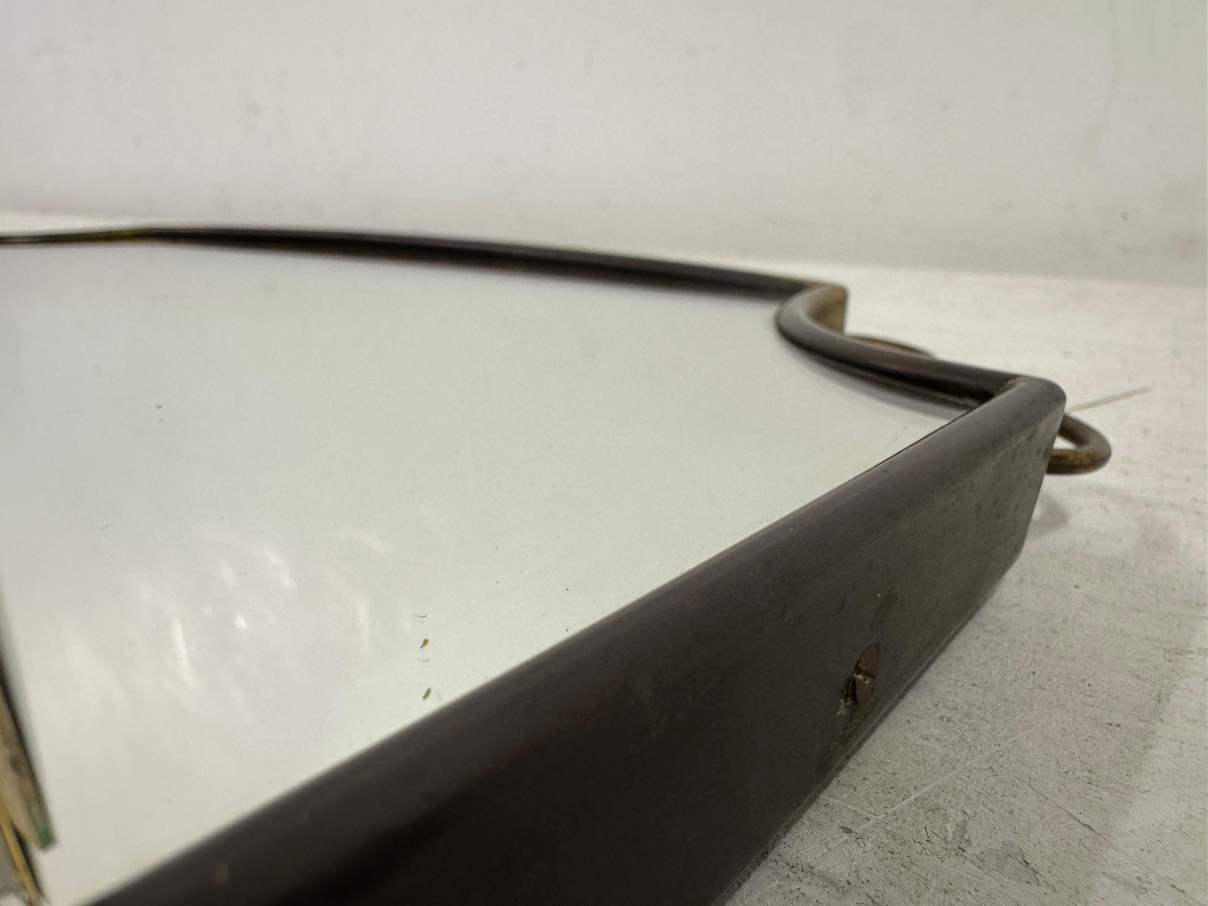 1950s Italian Patinated Brass Mirror with Scroll Detailing For Sale 1