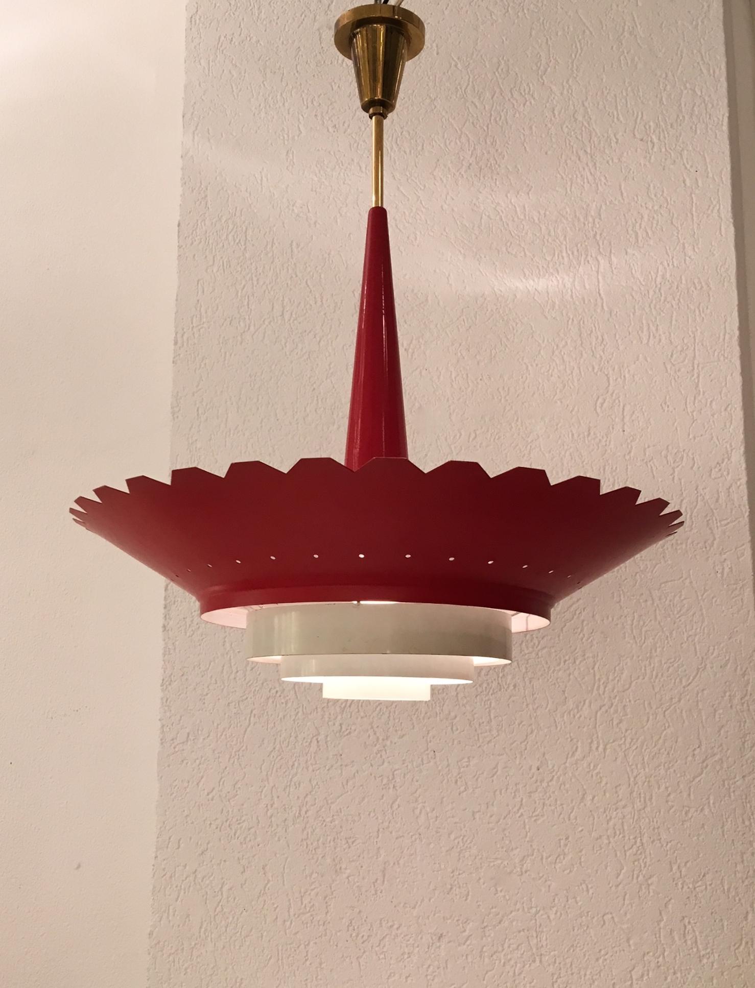 Aluminum 1950s Italian Pendant Lamp
