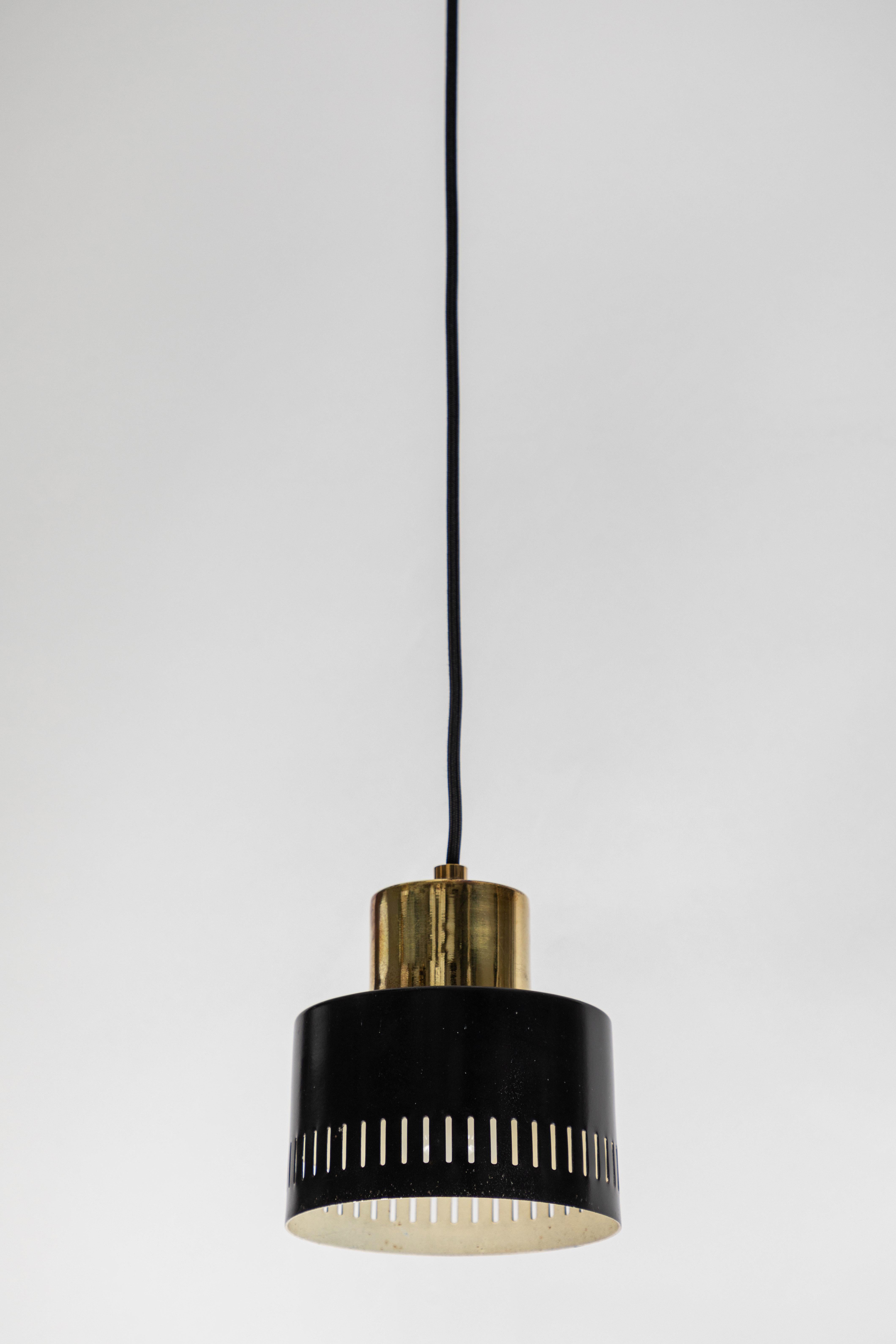 1950s Italian Pendant in Black and Brass Attributed to Stilnovo 1