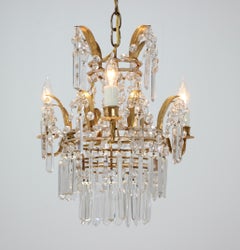 1950s Italian Petite Crystal Beaded Chandelier