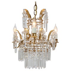 1950s Italian Petite Crystal Beaded Chandelier