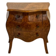 1950s Italian Petite Olive Wood and Walnut Burl Bombay Chest