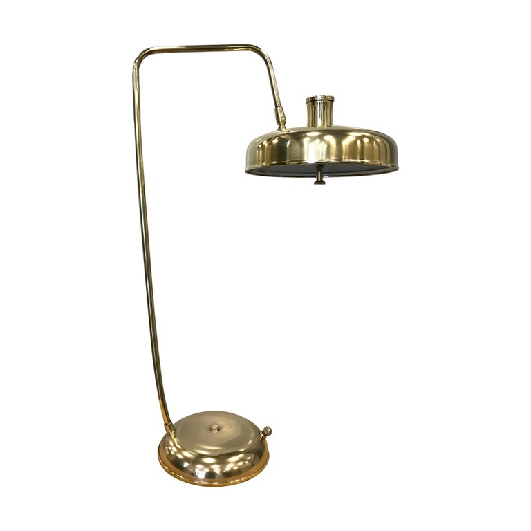 1950s Italian Polished Brass Desk Lamp For Sale