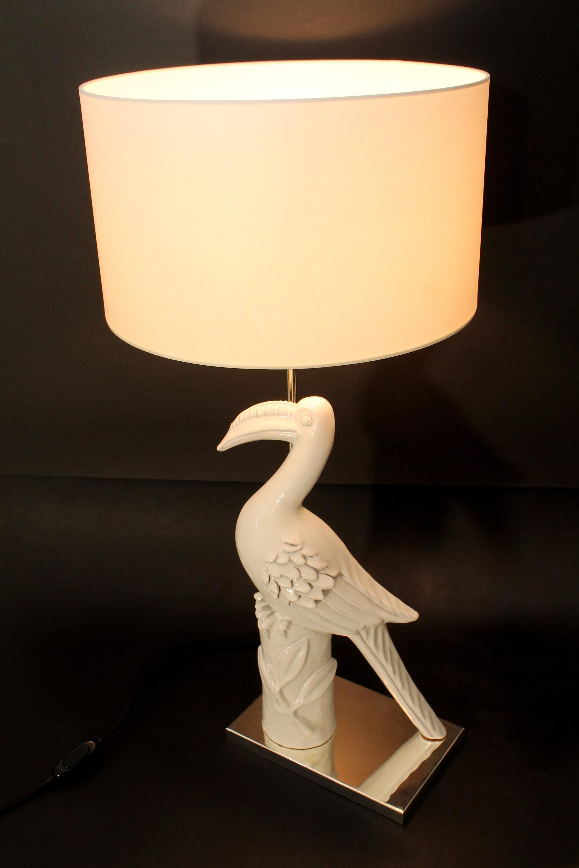1950s Italian Porcelain Sculpture Lampshade/ Silver by Delio Granchi For Sale 6