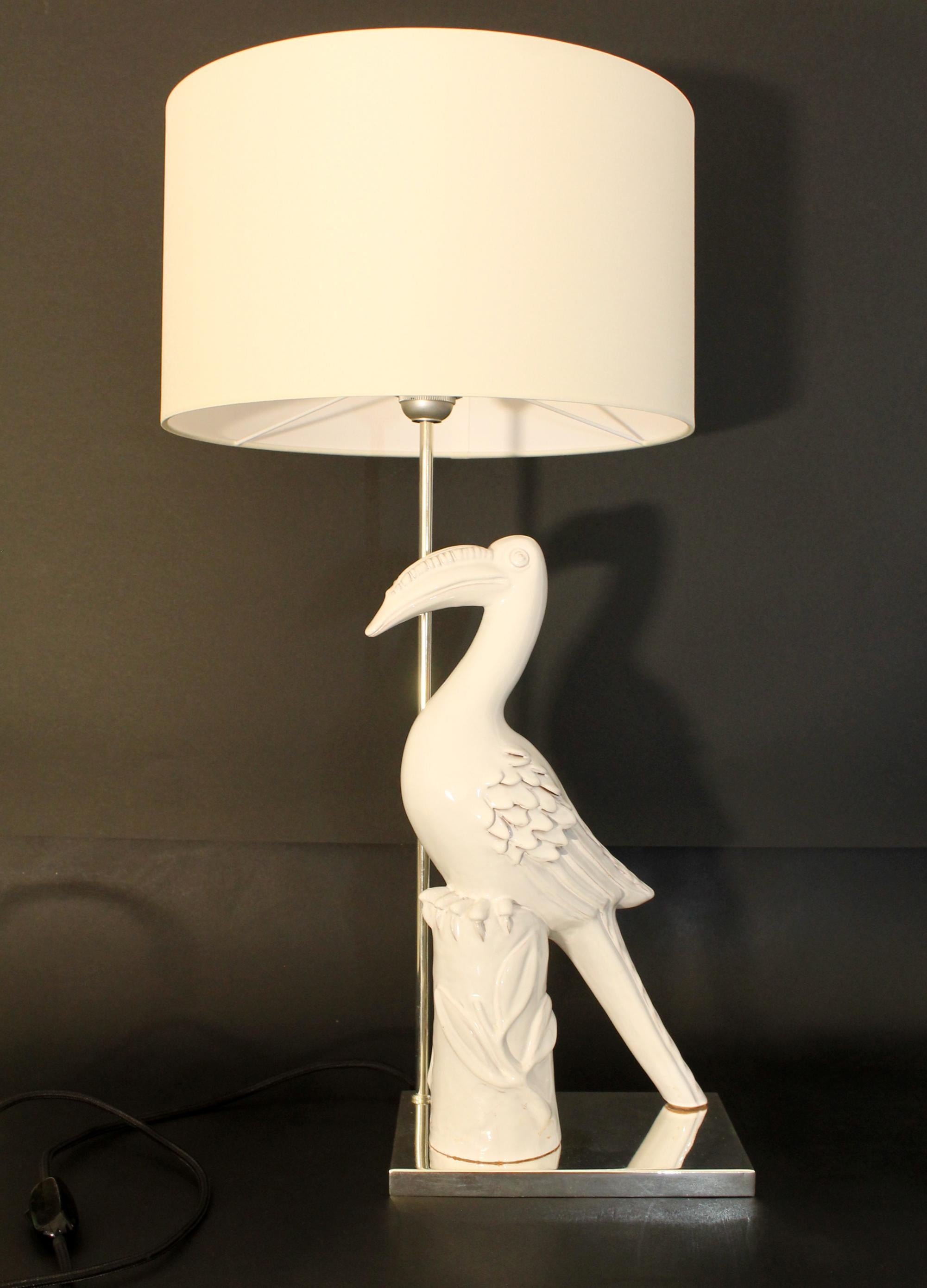 Mid-20th Century 1950s Italian Porcelain Sculpture Lampshade/ Silver by Delio Granchi For Sale