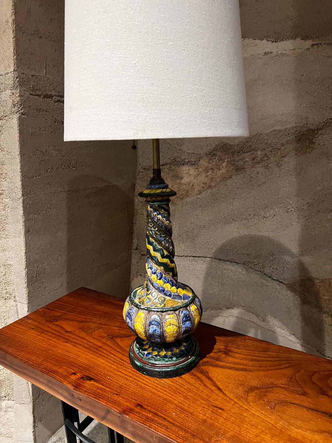 1950s Italian Pottery Table Lamp by artist sculptor Zulimo Aretini For Sale 2