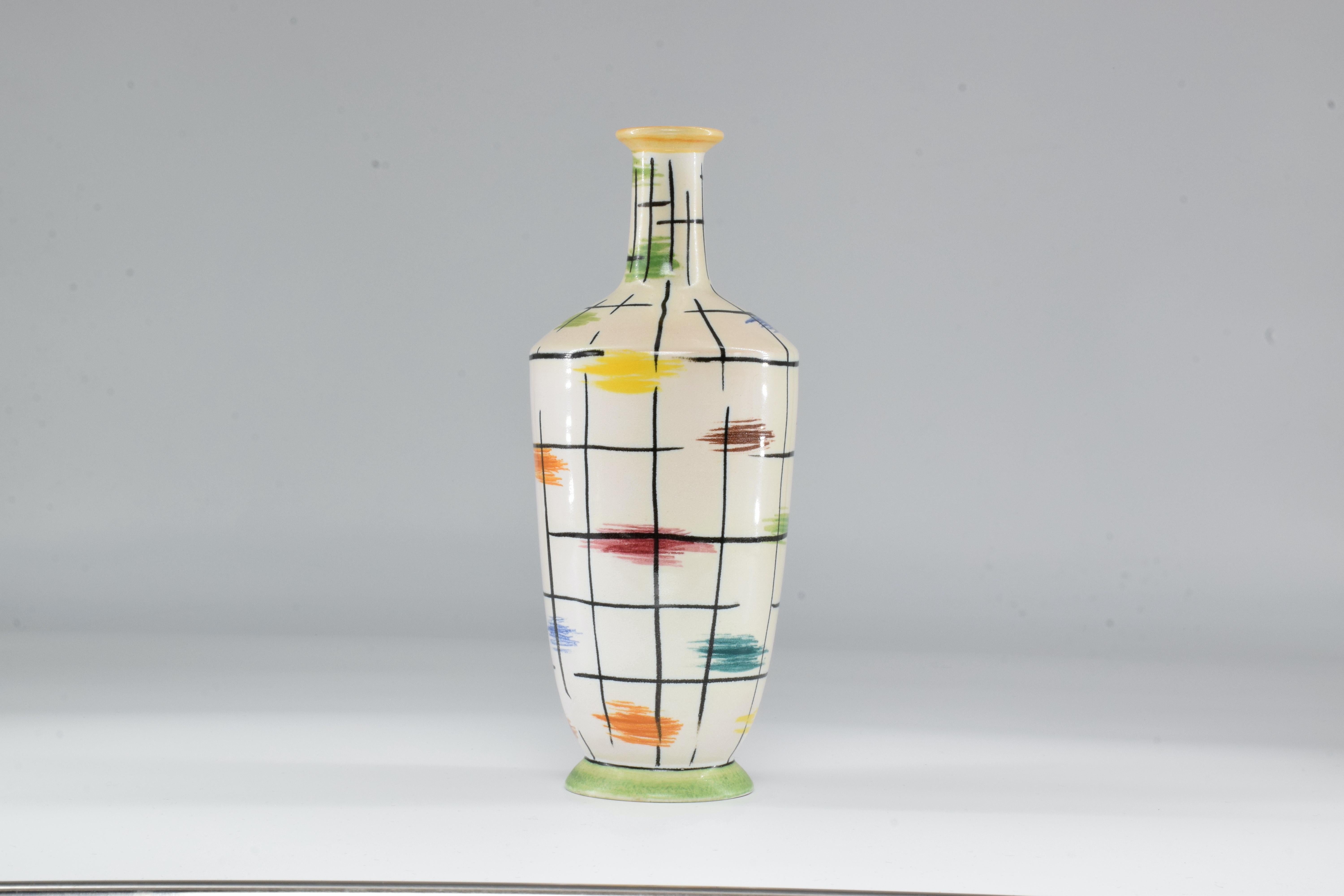 Mid-Century Modern 1950s Italian Pucci Umbertide Colorful Ceramic Vase