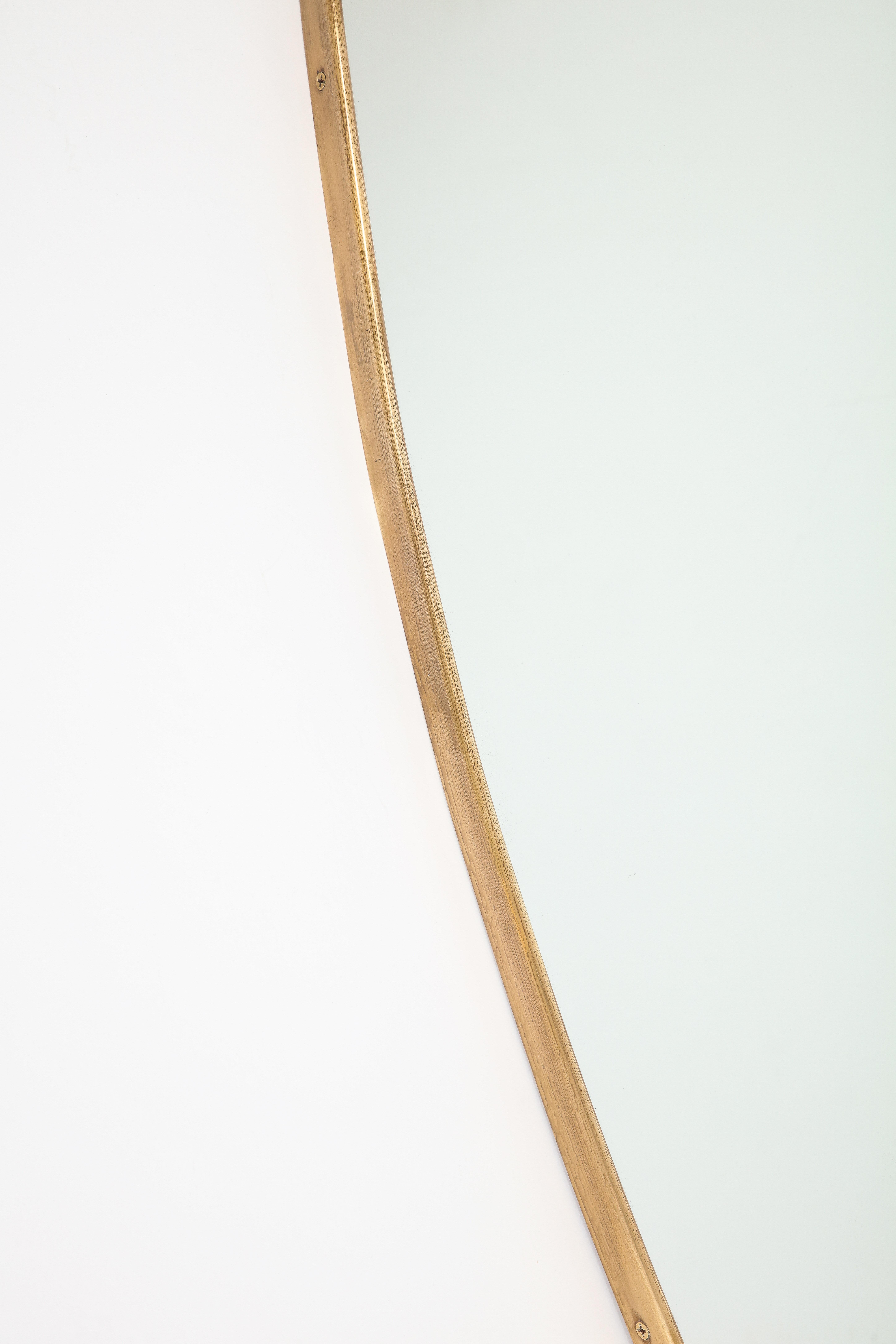 1950s Italian Rare Grand Scale Oval Brass Mirror For Sale 1