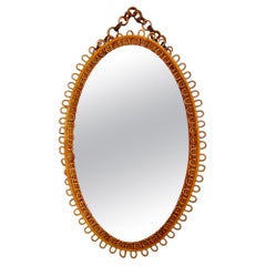Miroir en rotin italien des années 1950