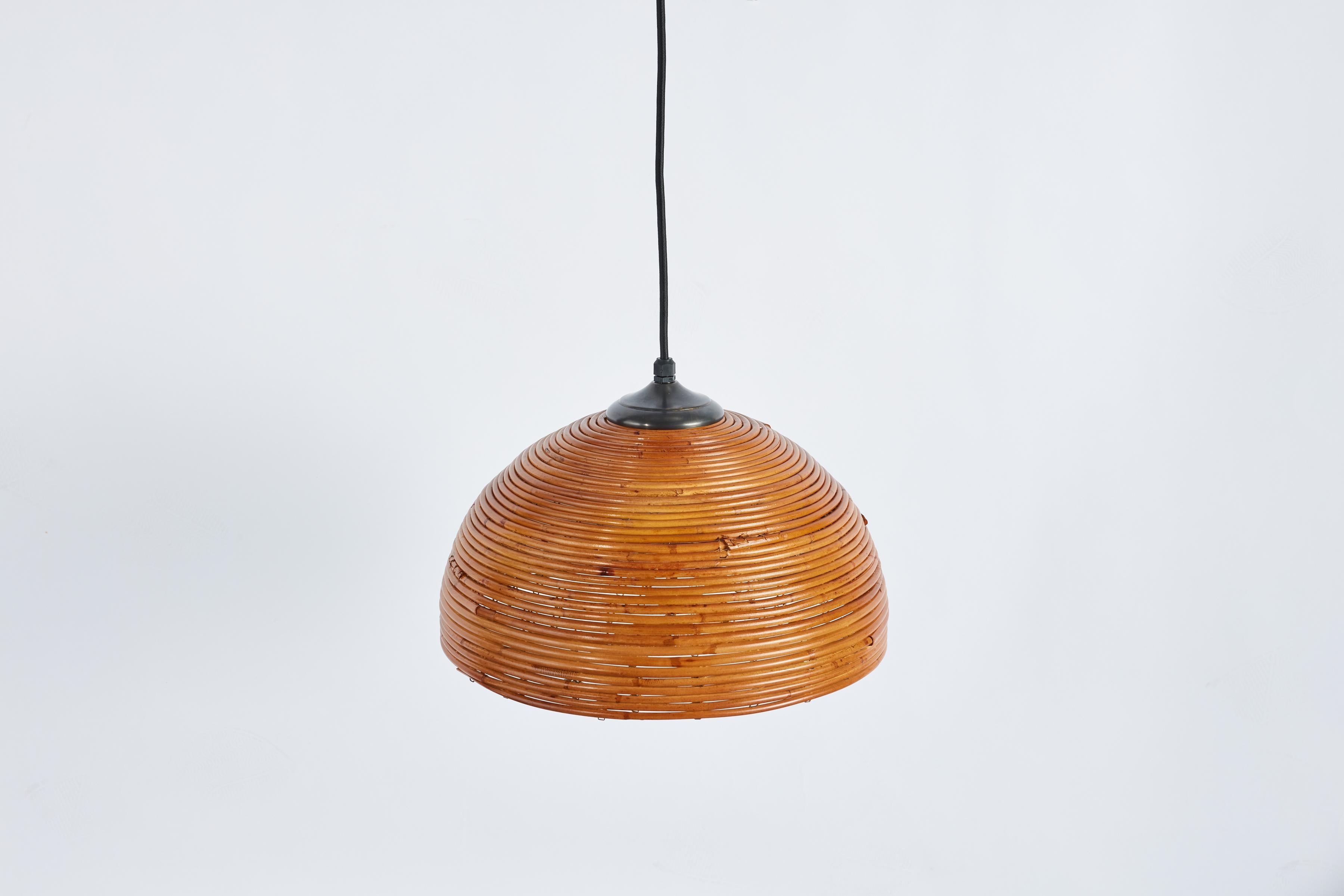 1950's Italian Rattan Pendant For Sale 11