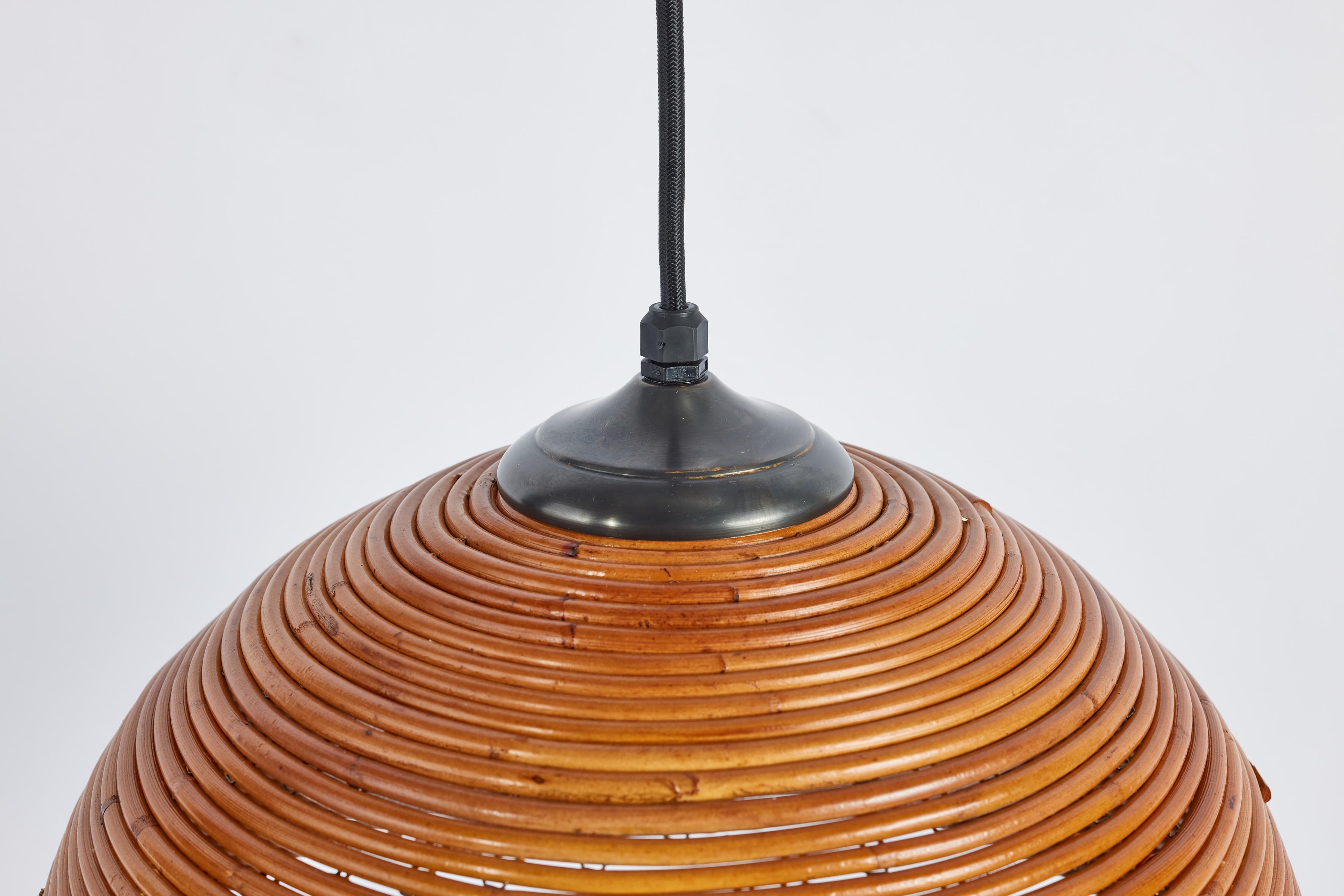1950's Italian Rattan Pendant For Sale 12