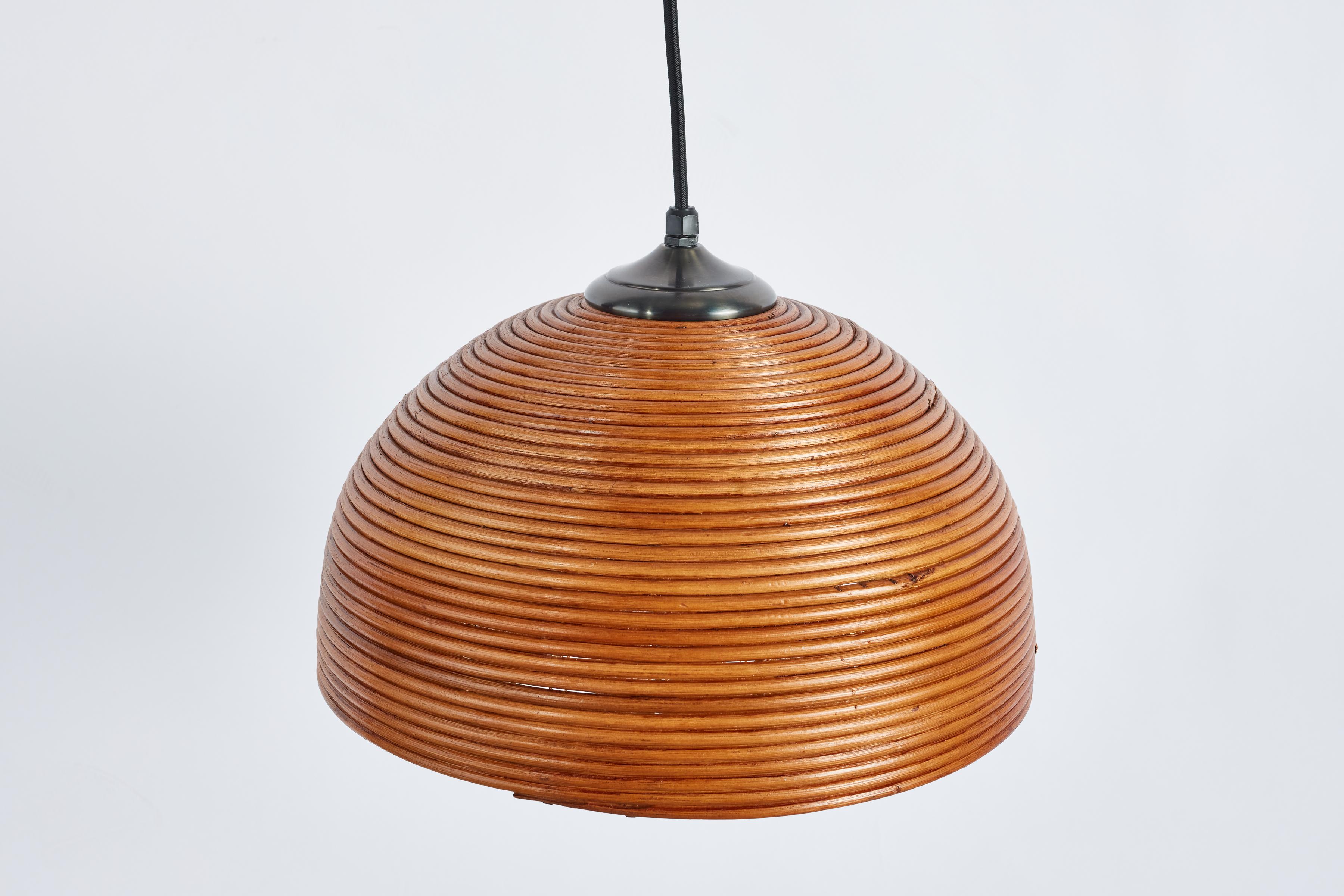 1950's Italian Rattan Pendant For Sale 13