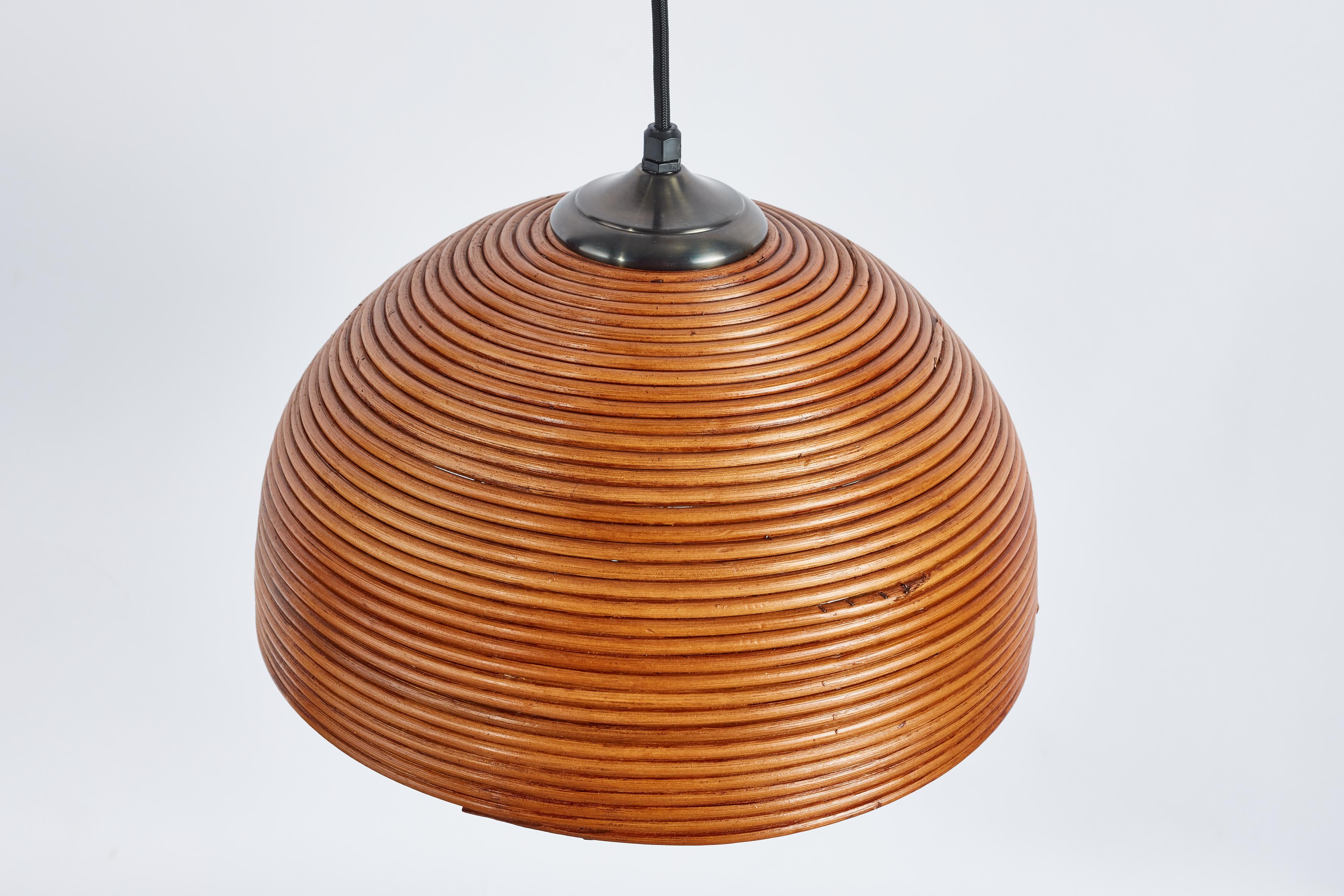 1950's Italian Rattan Pendant For Sale 14
