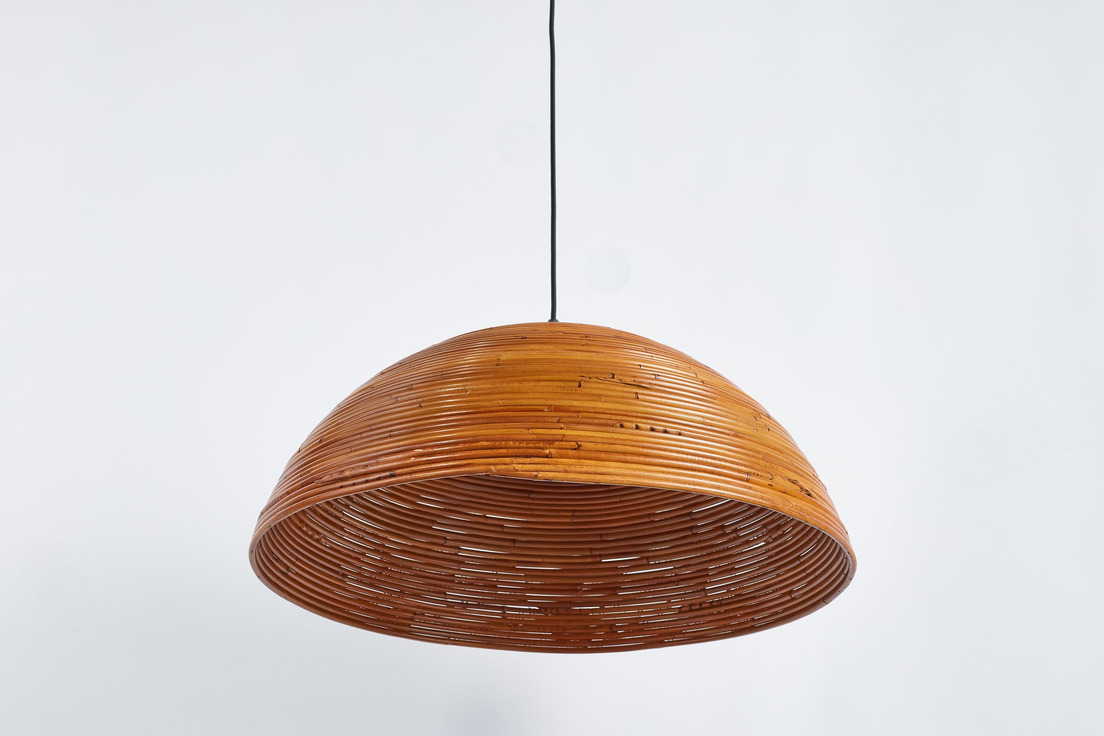 Late 20th Century 1950's Italian Rattan Pendant For Sale