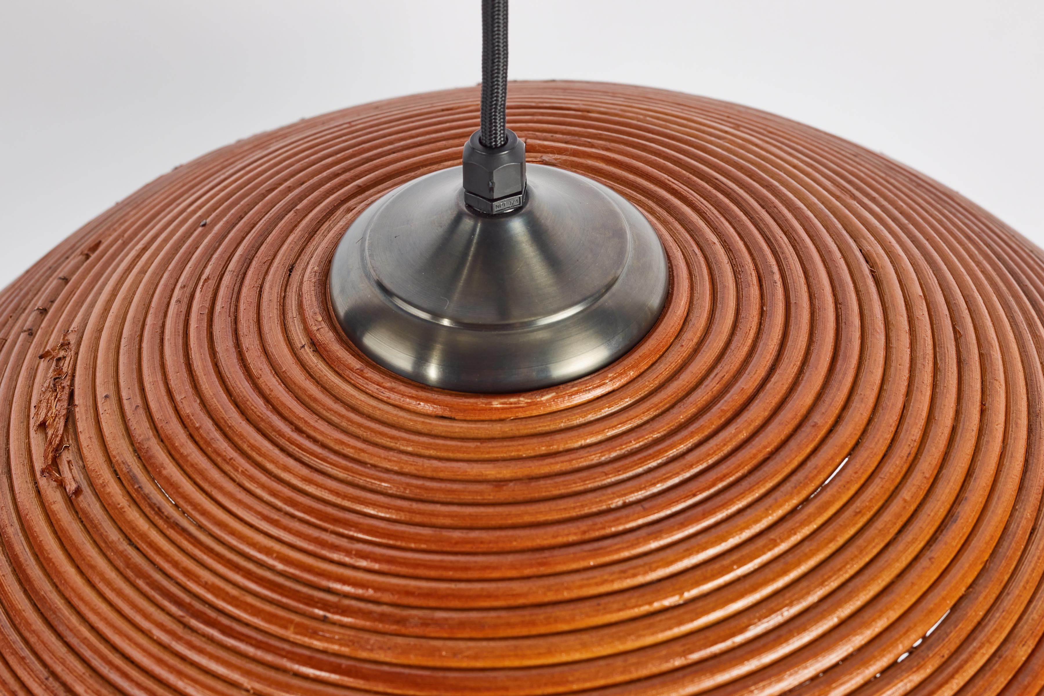 1950's Italian Rattan Pendant For Sale 2