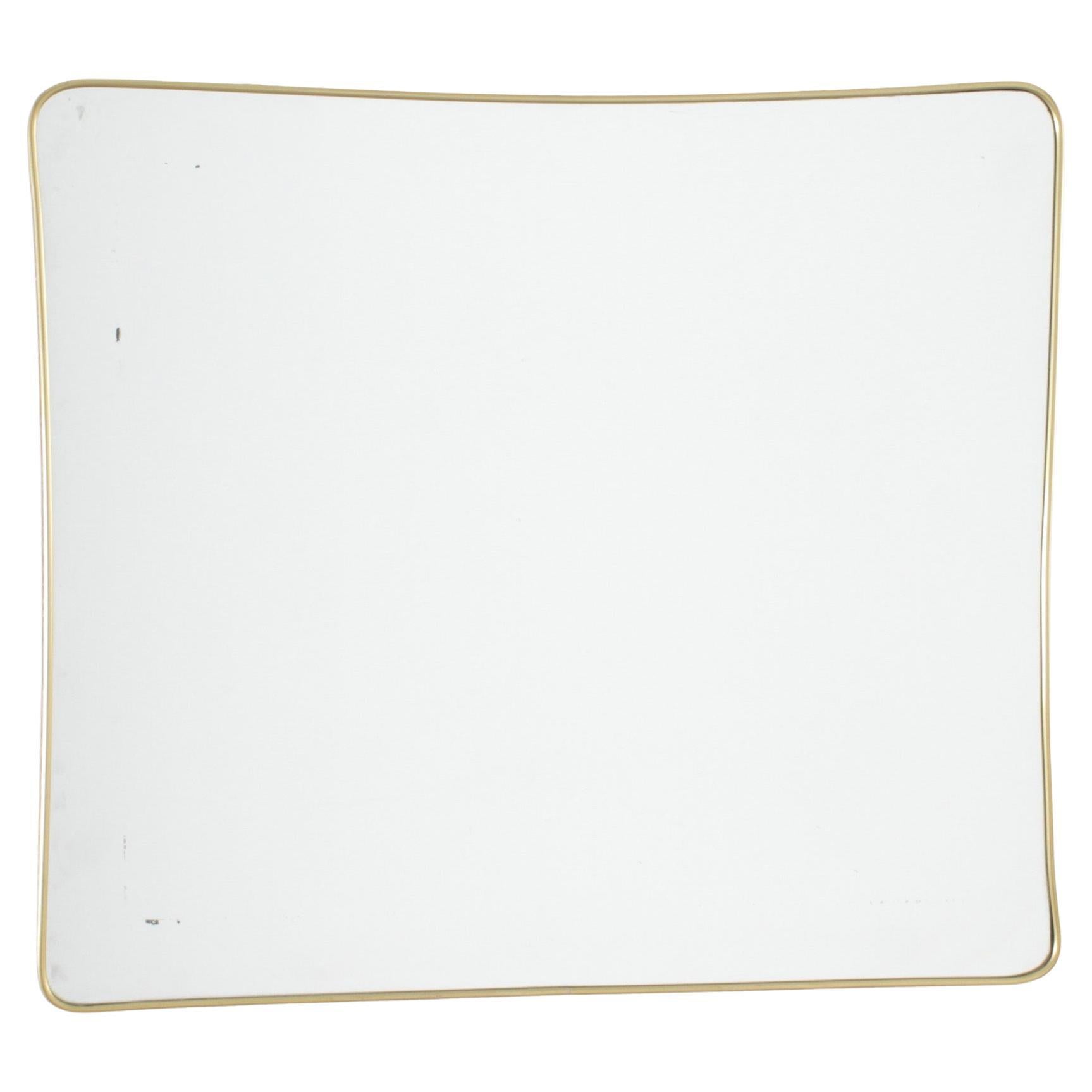 1950s Italian Rectangular Gilt-Brass Framed Mirror