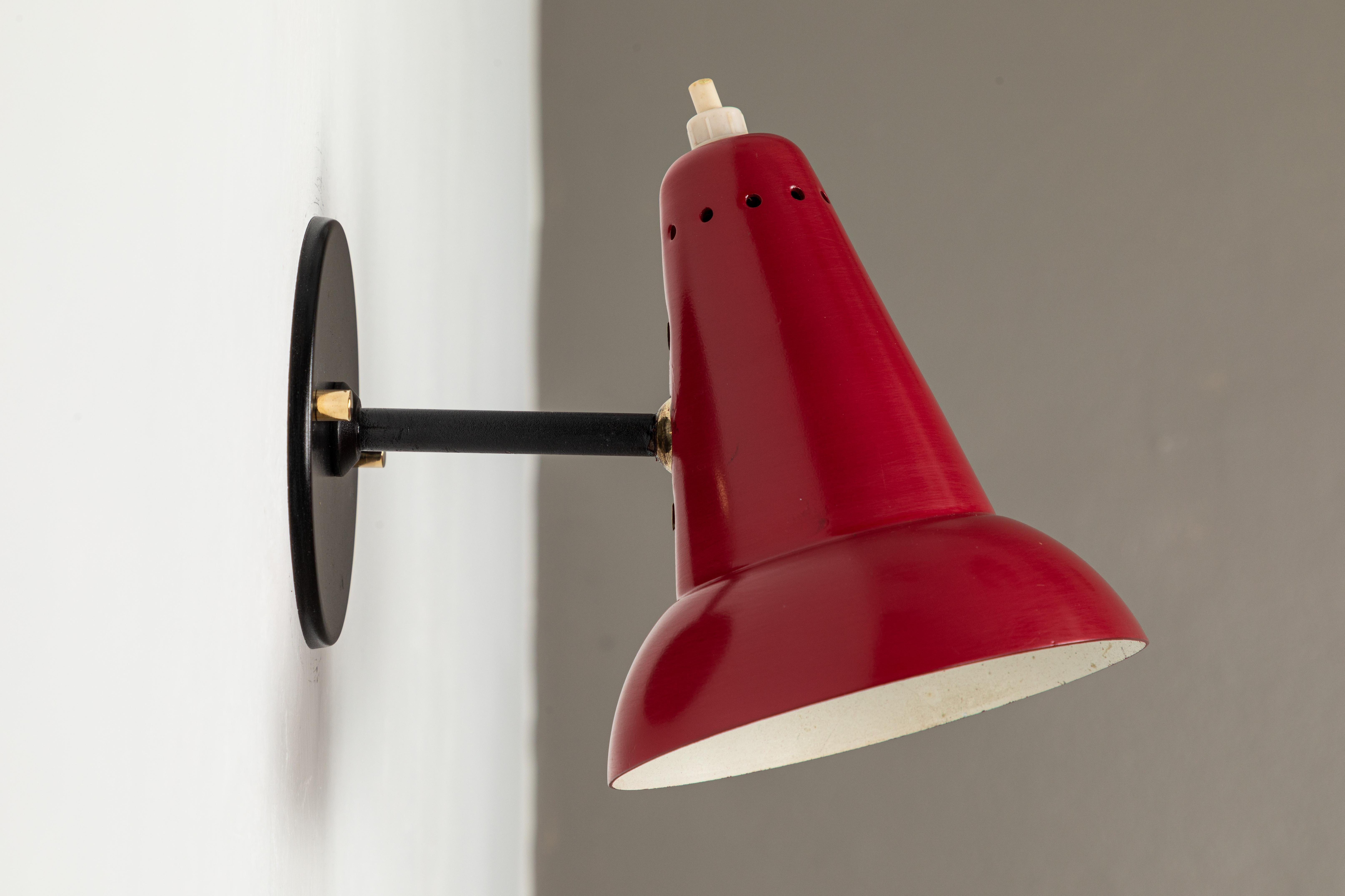1950s Italian Red Articulating Sconce Attributed to Gino Sarfatti 2
