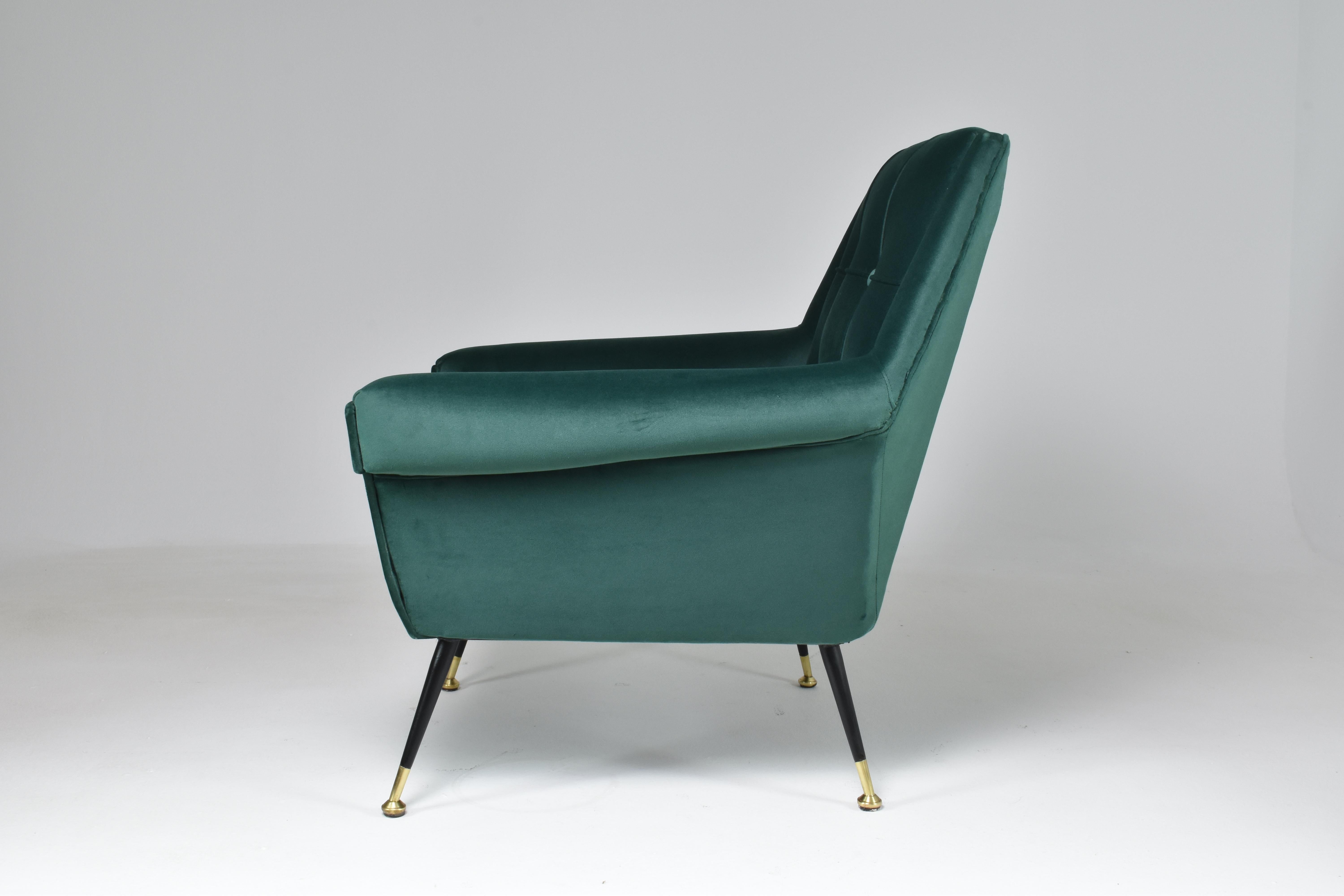 Brass 1950's Italian Restored Mid-Century Armchair For Sale