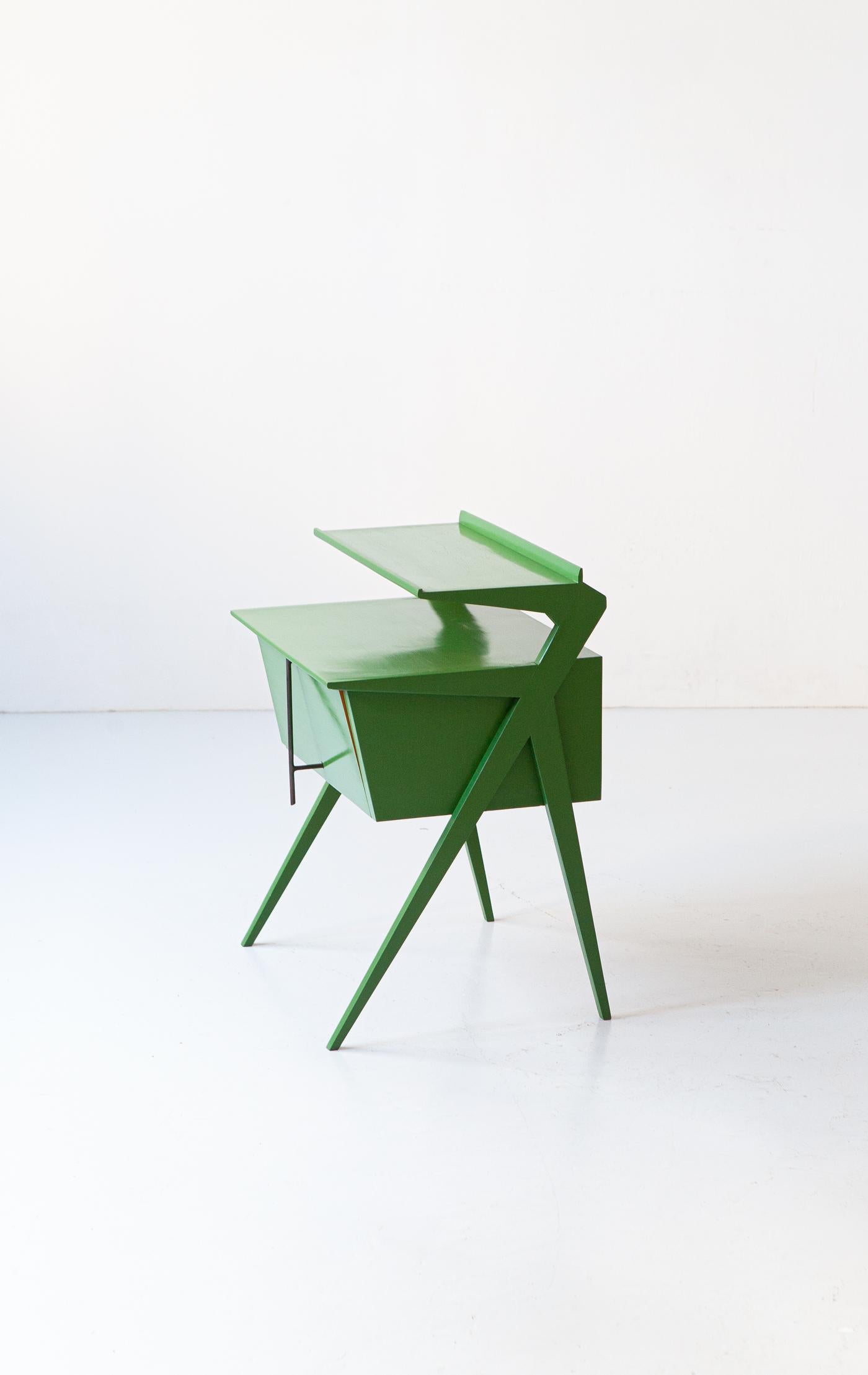 1950s Italian Restyled Little Green Lacquered Sideboard  3