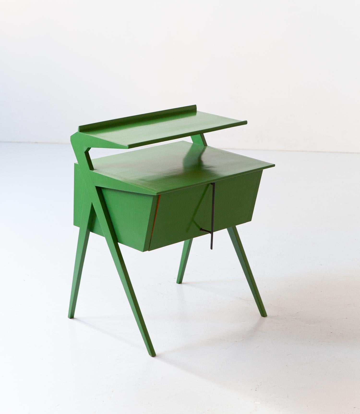 1950s Italian Restyled Little Green Lacquered Sideboard  6