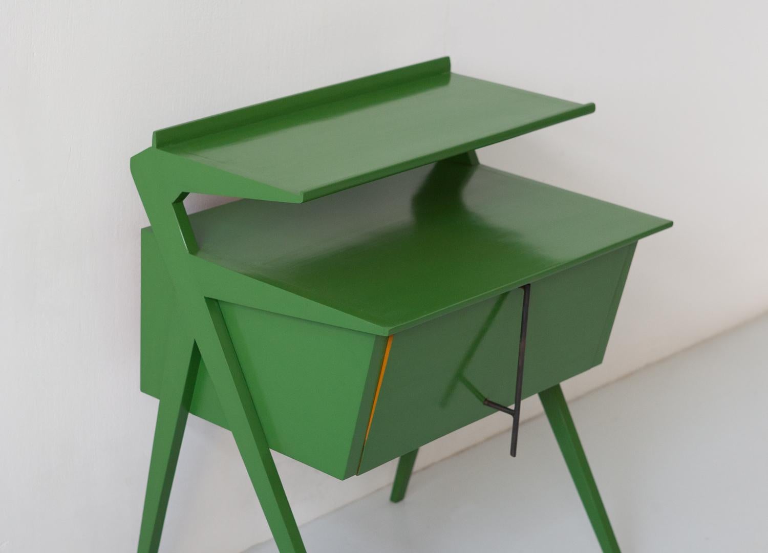 1950s Italian Restyled Little Green Lacquered Sideboard  5