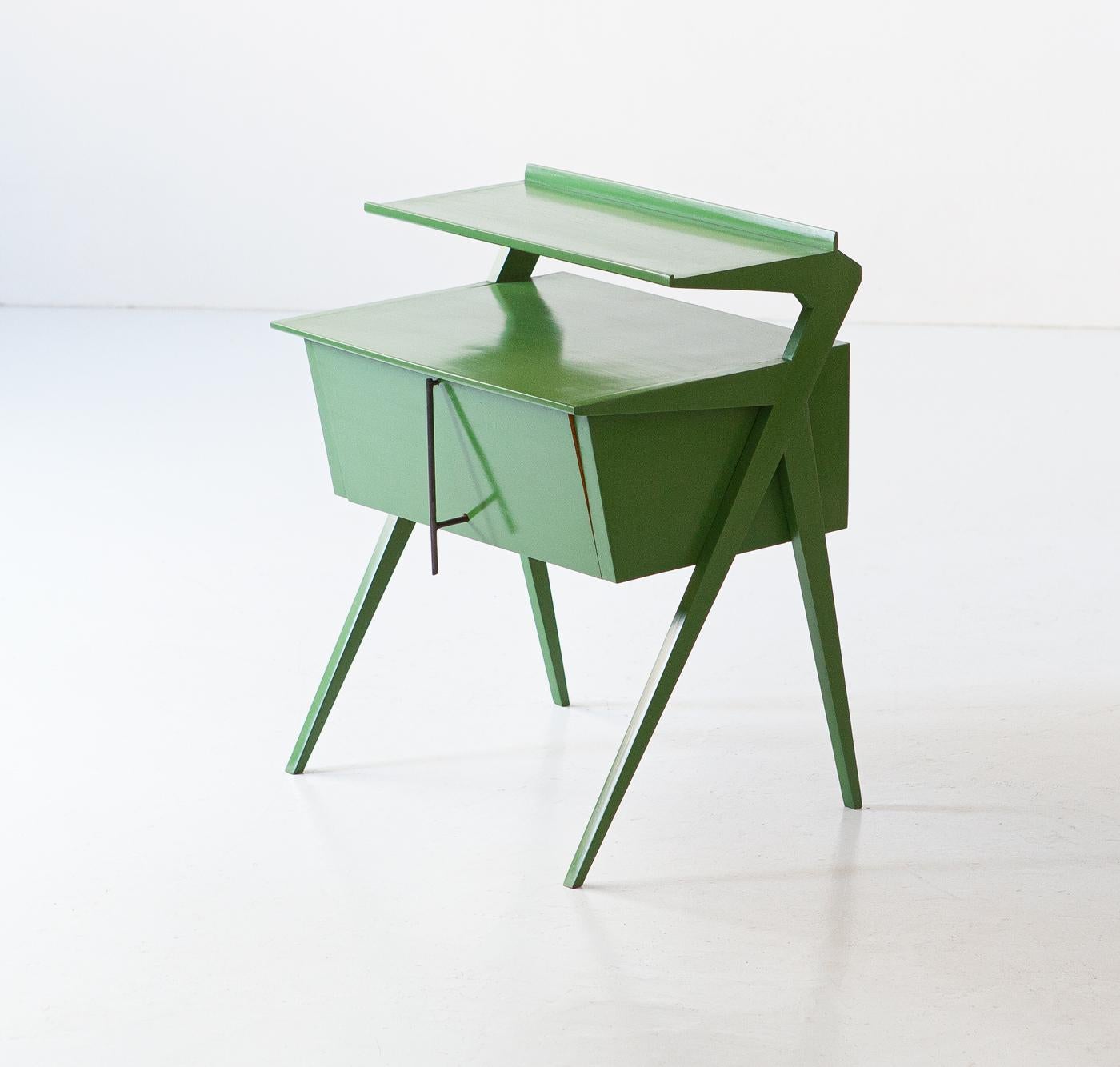 Iron 1950s Italian Restyled Little Green Lacquered Sideboard 