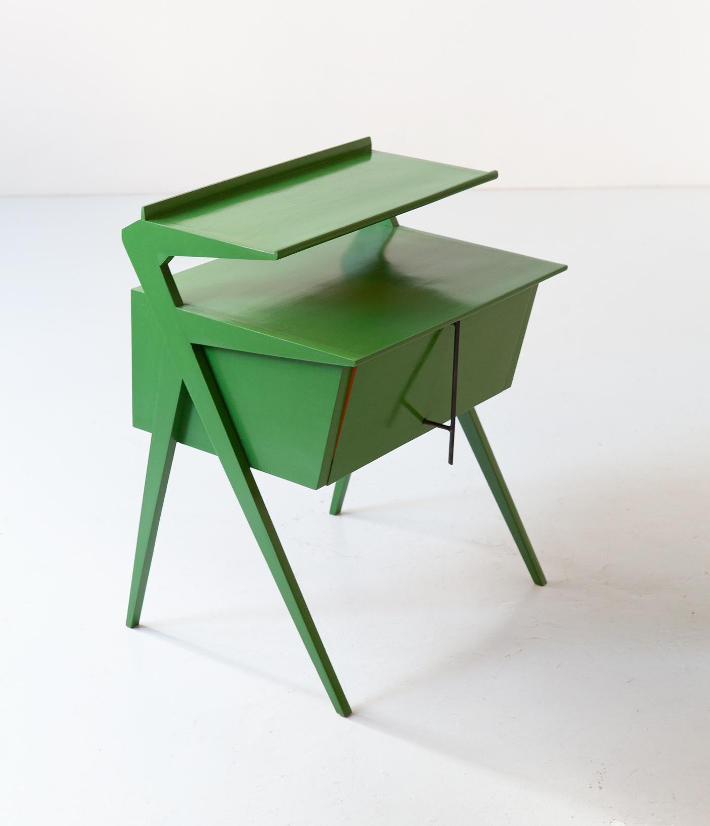 1950s Italian Restyled Little Green Lacquered Sideboard  1