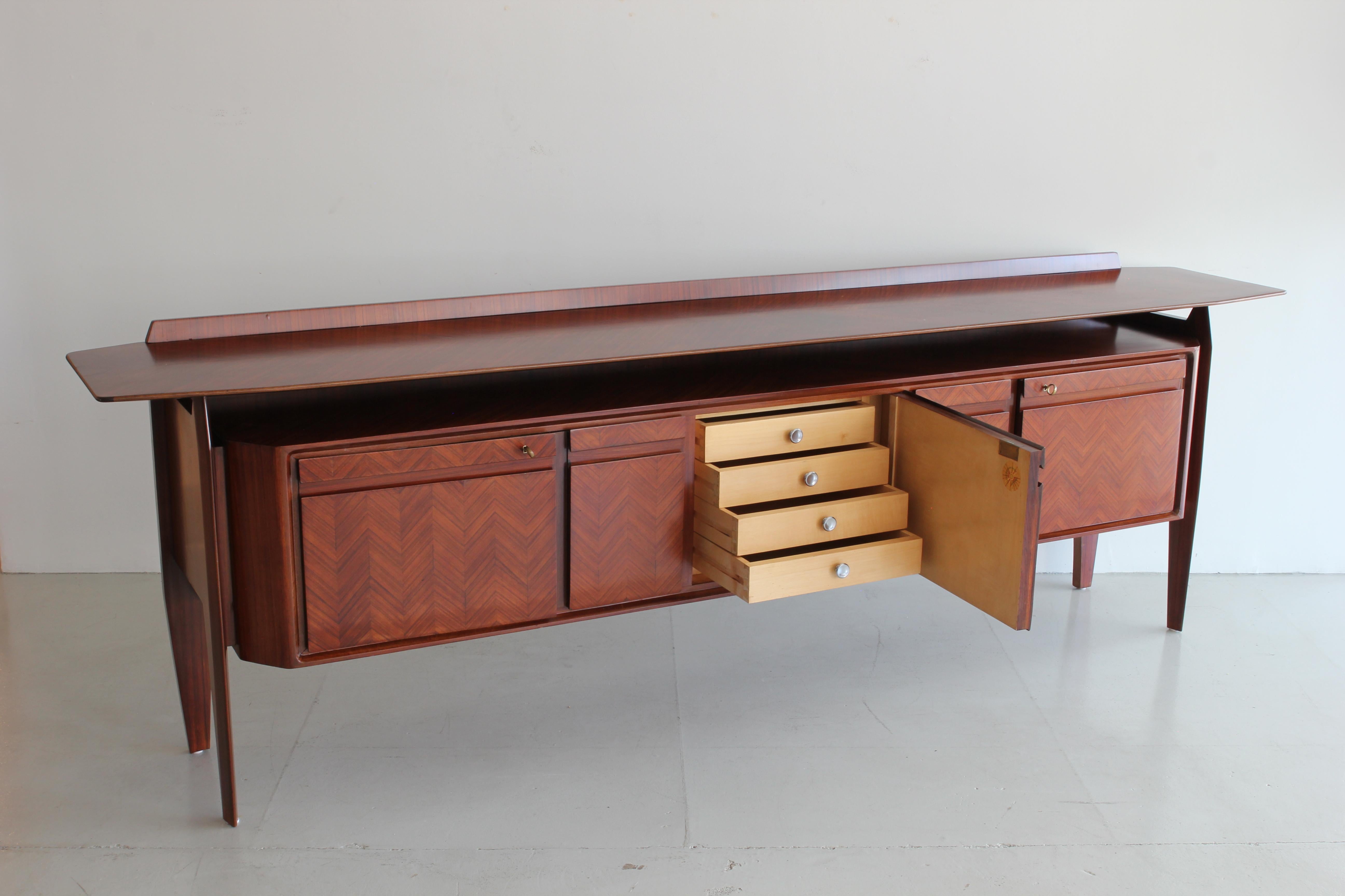 Mid-20th Century 1950s Italian Rosewood Sideboard by Cantu Furniture Artisans