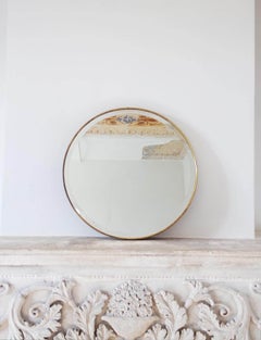 1950s Italian Round Bevelled Mirror with Brass Frame