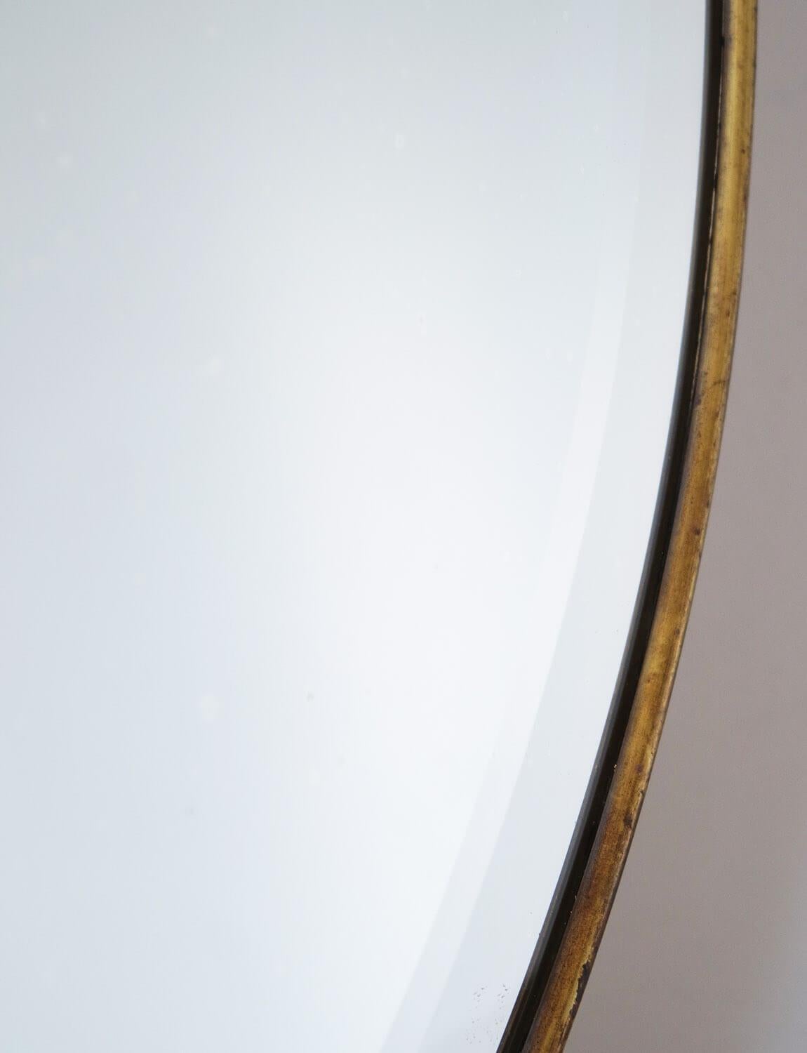 1950s Italian Round Bevelled Mirror with Brass Frame 2
