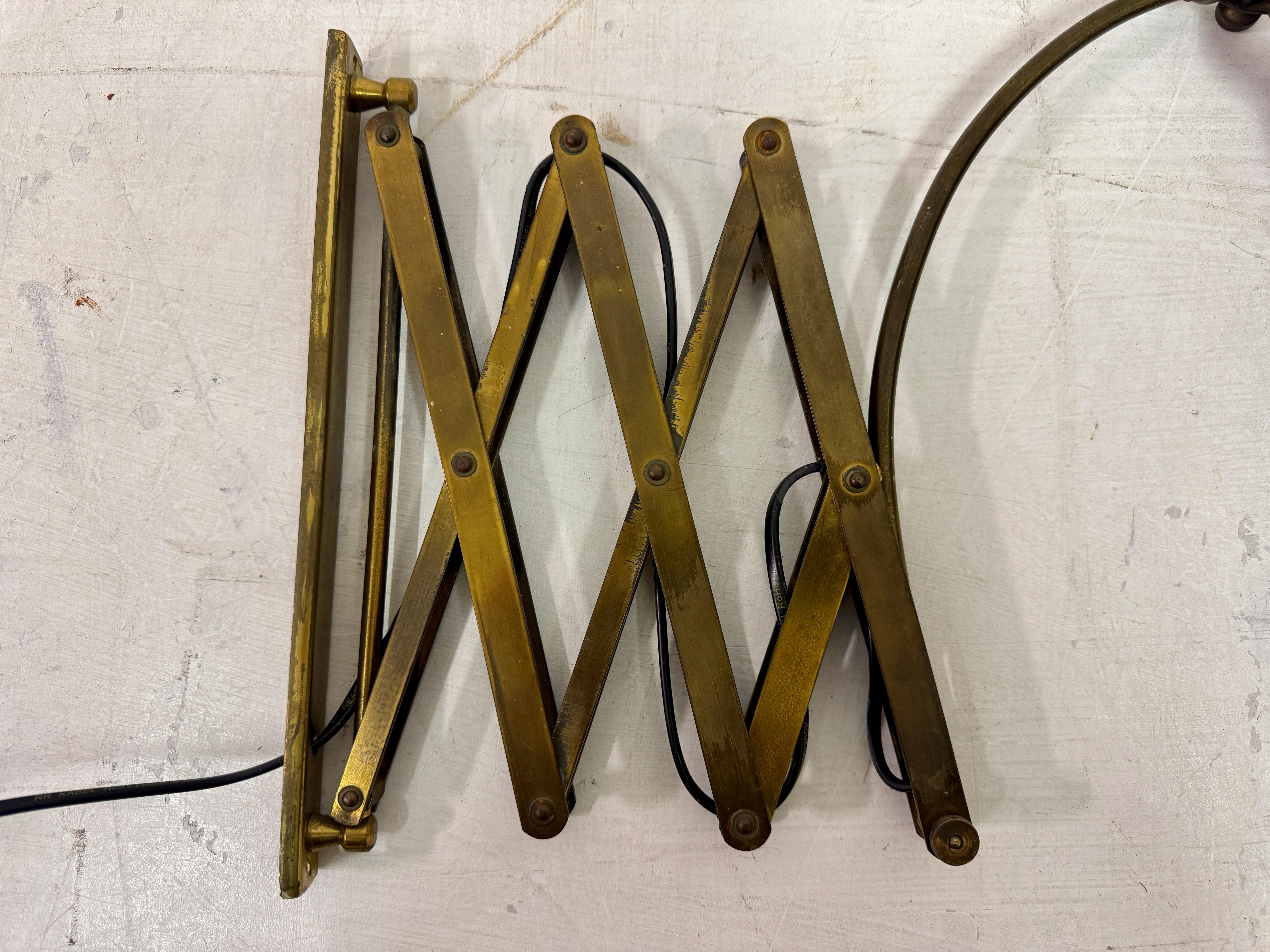 20th Century 1950s Italian Scissor Concertina Industrial Wall lamp