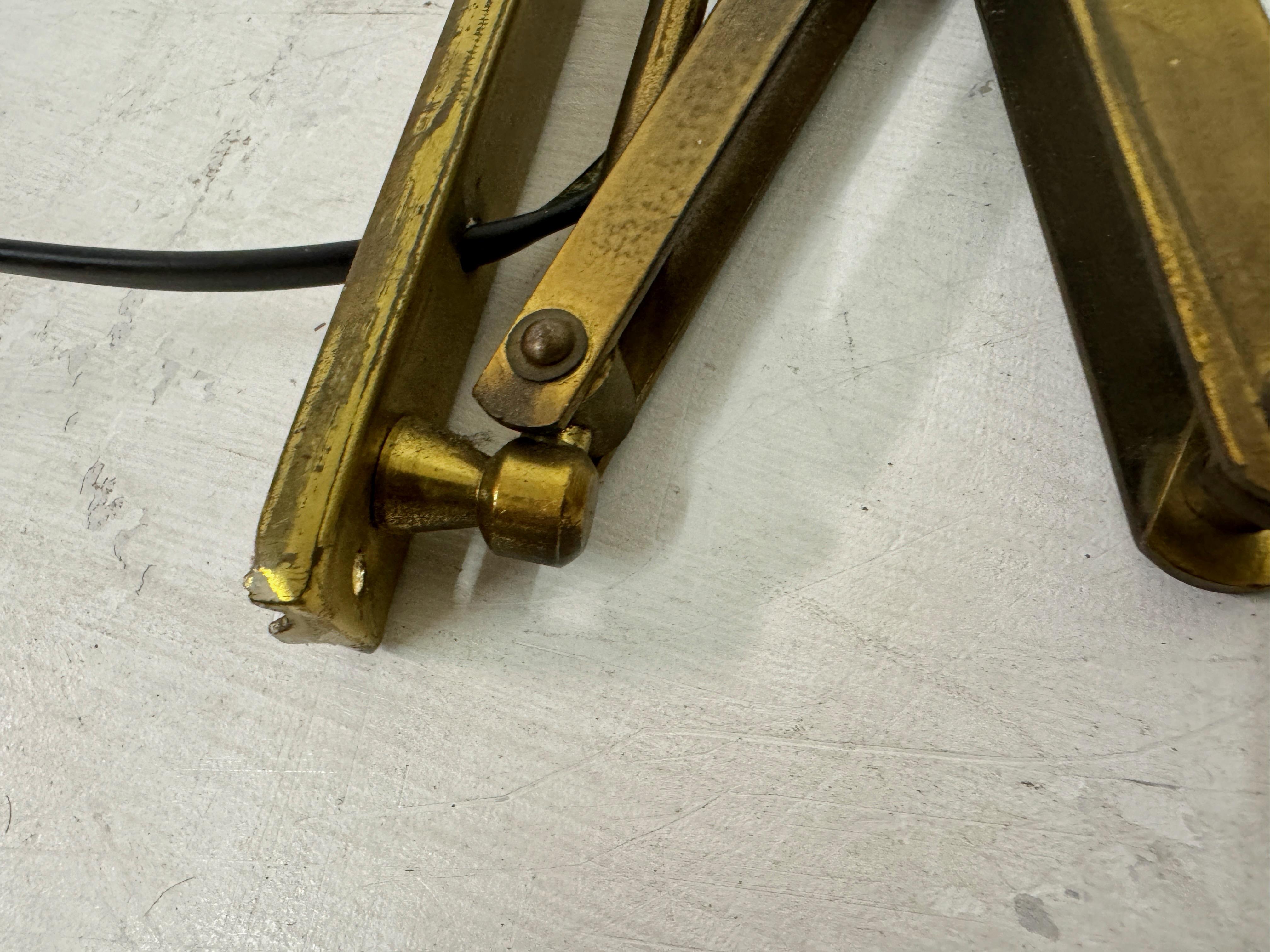 Brass 1950s Italian Scissor Concertina Industrial Wall lamp