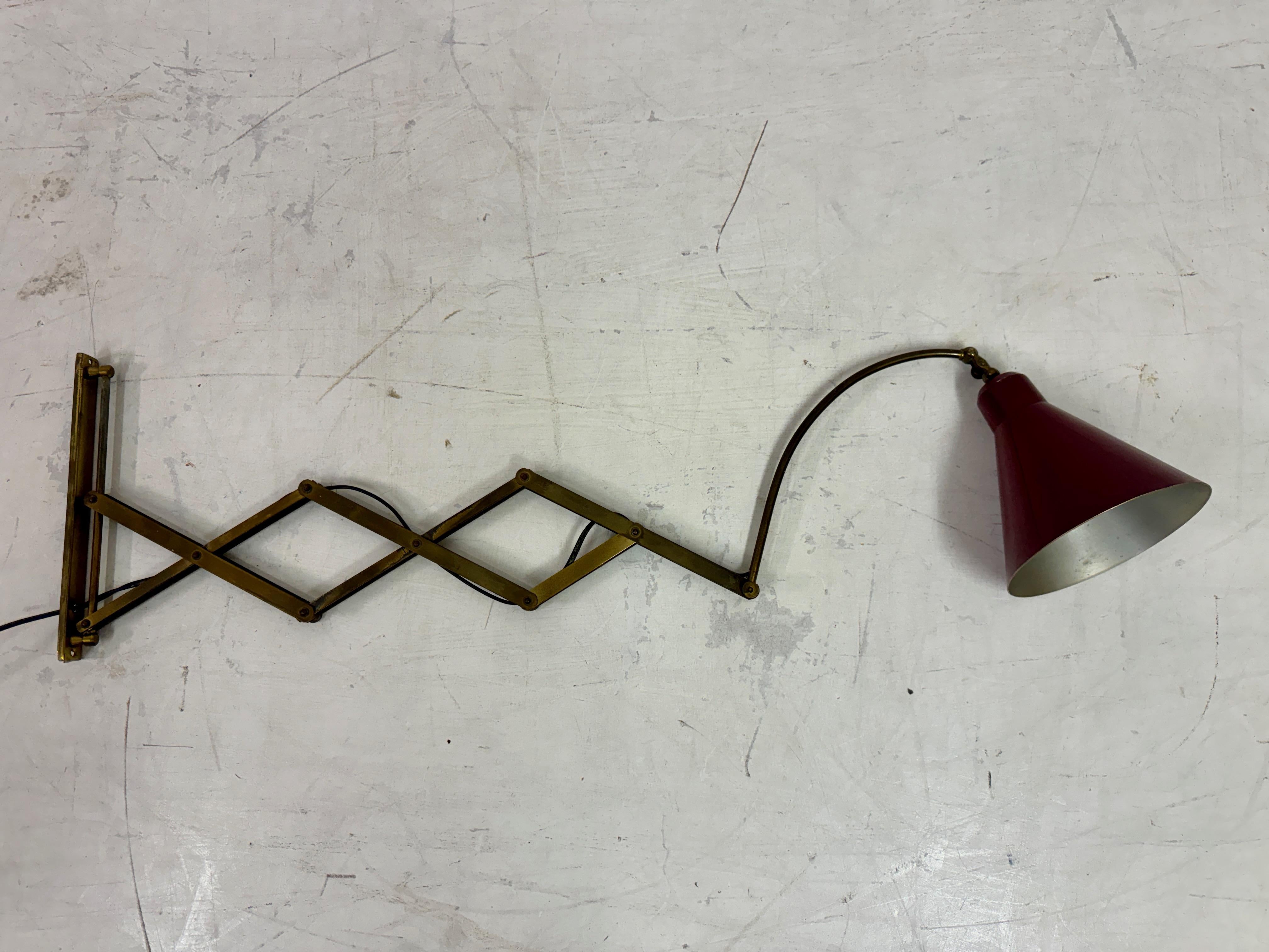 1950s Italian Scissor Concertina Industrial Wall lamp For Sale 3