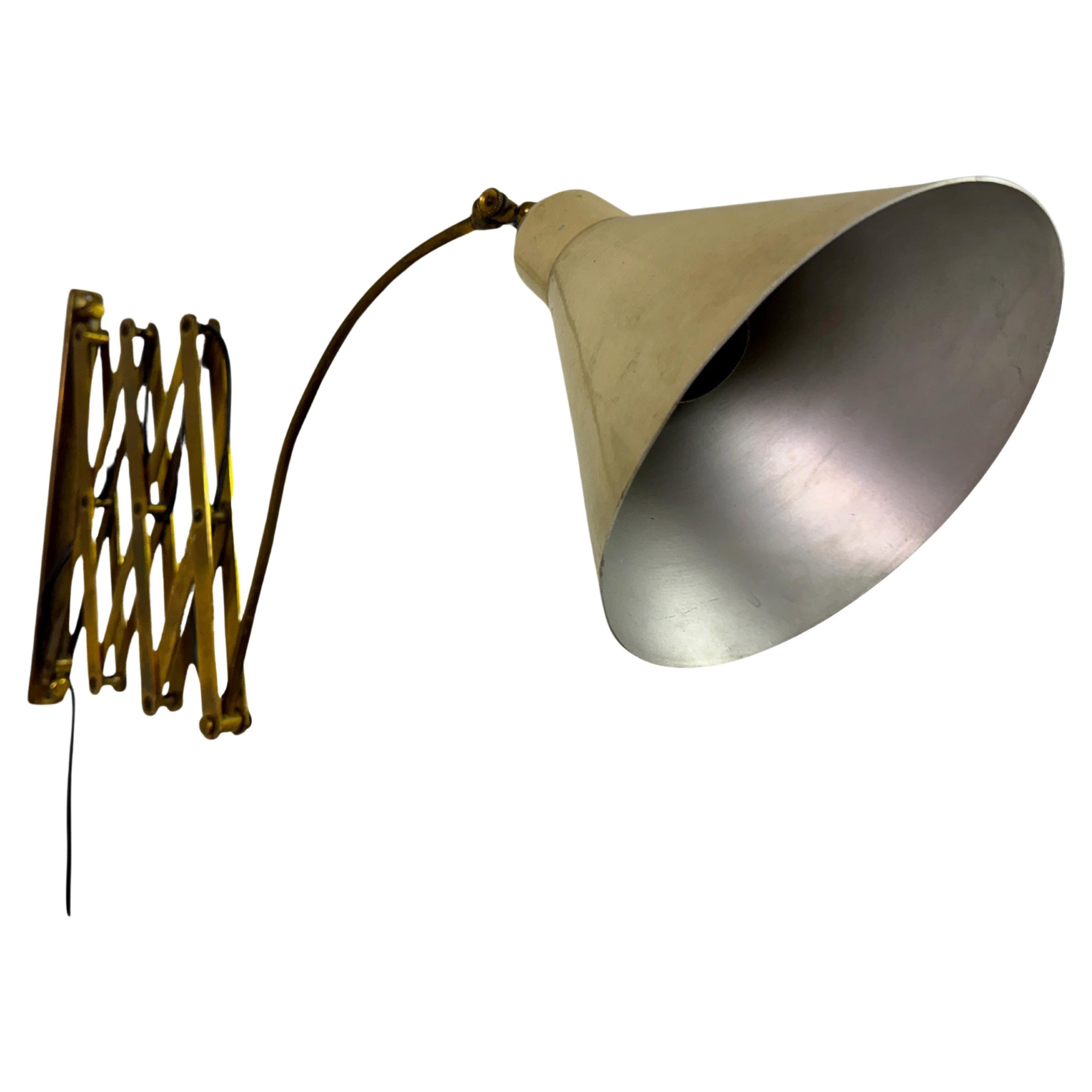 1950s Italian Scissor Concertina Industrial Wall Lamp For Sale