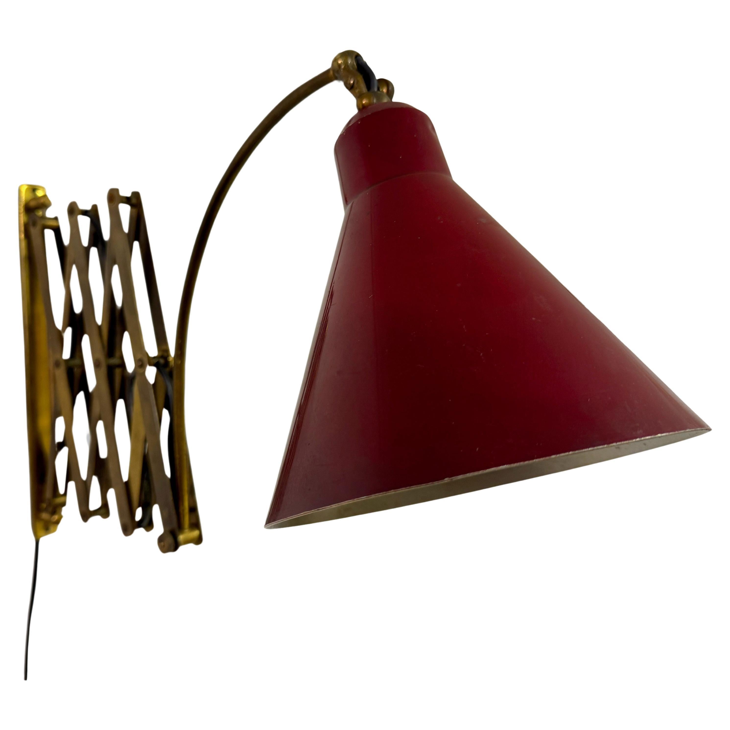 1950s Italian Scissor Concertina Industrial Wall lamp For Sale