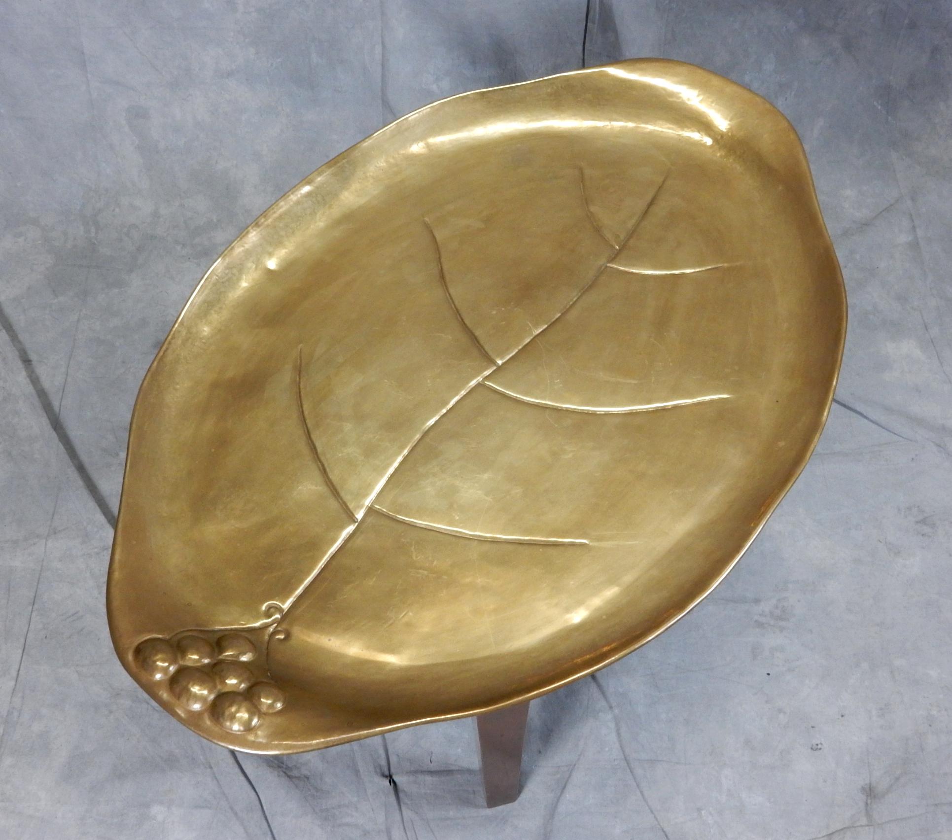 Mid-Century Modern 1950's Italian Sculpted Brass Leaf Tray Coffee Table