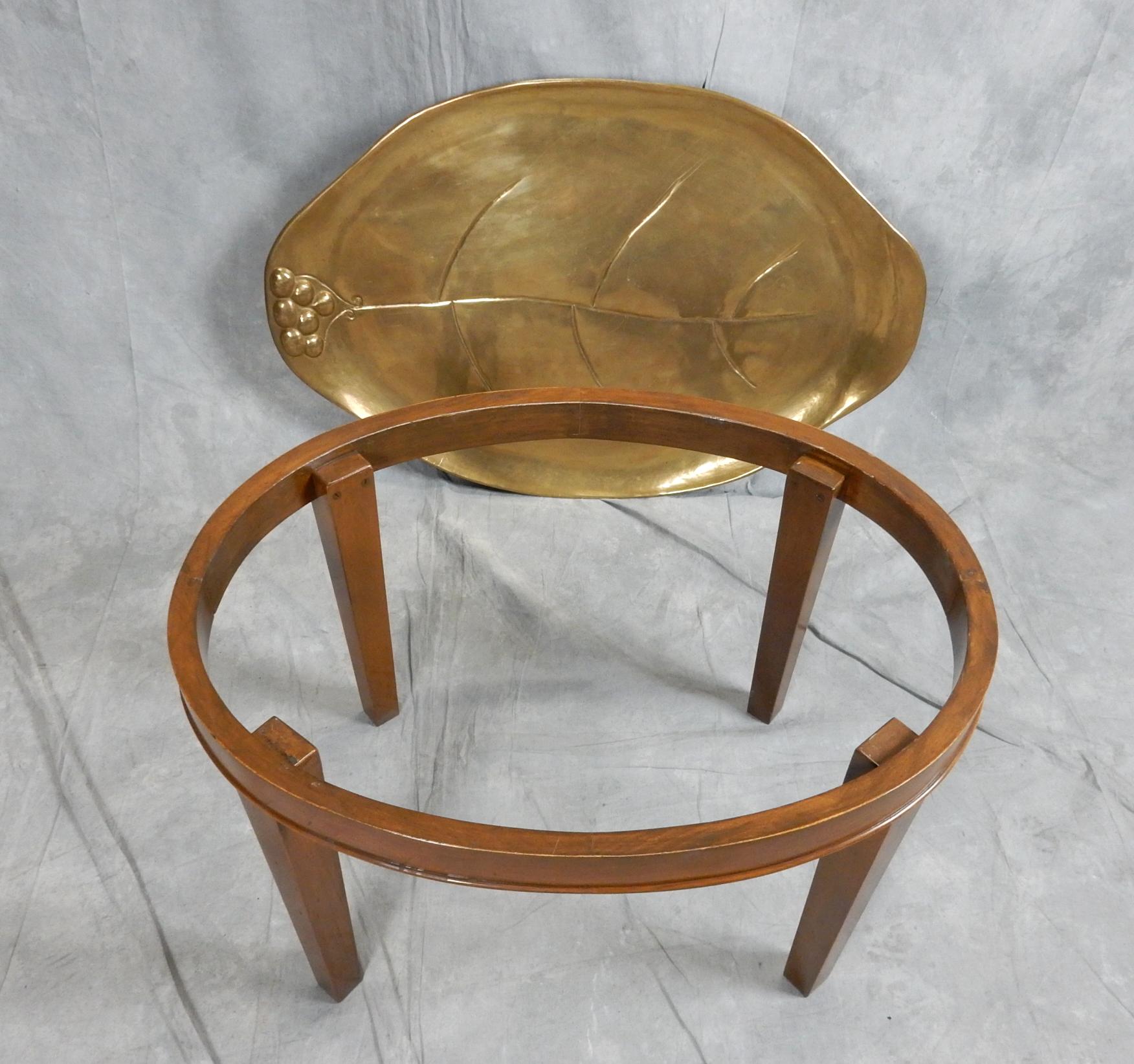 Hand-Crafted 1950's Italian Sculpted Brass Leaf Tray Coffee Table