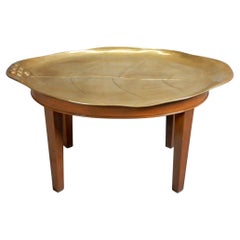 1950's Italian Sculpted Brass Leaf Tray Coffee Table