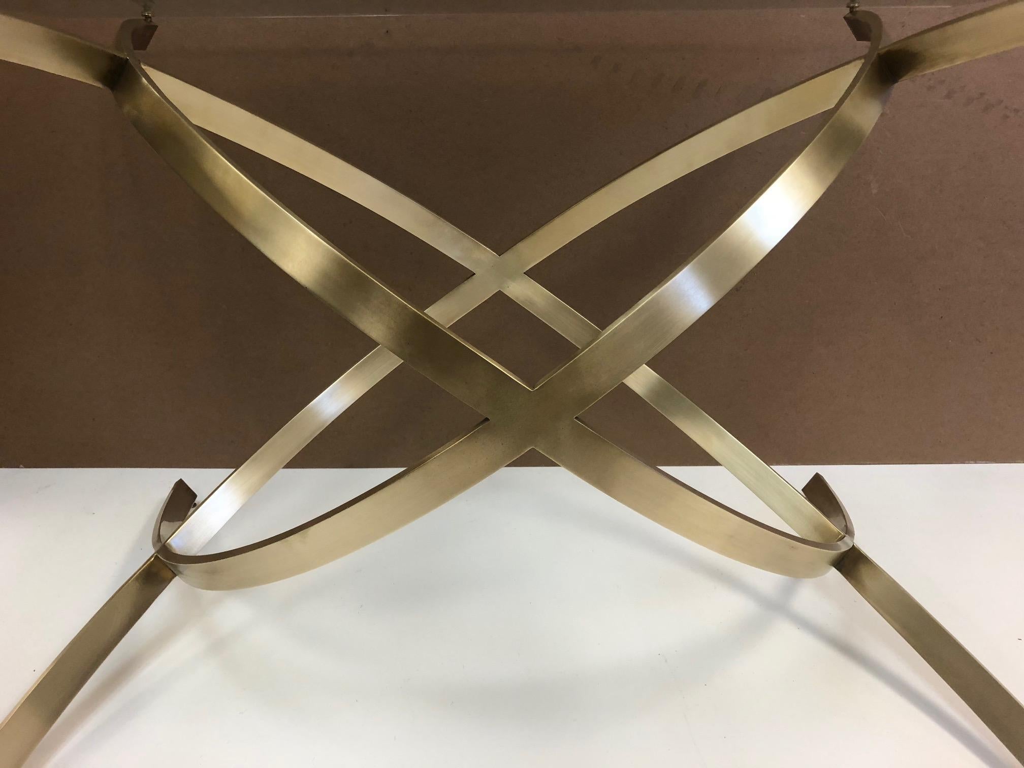 Mid-Century Modern 1950s Italian Sculptural Solid Brass Dining Table For Sale