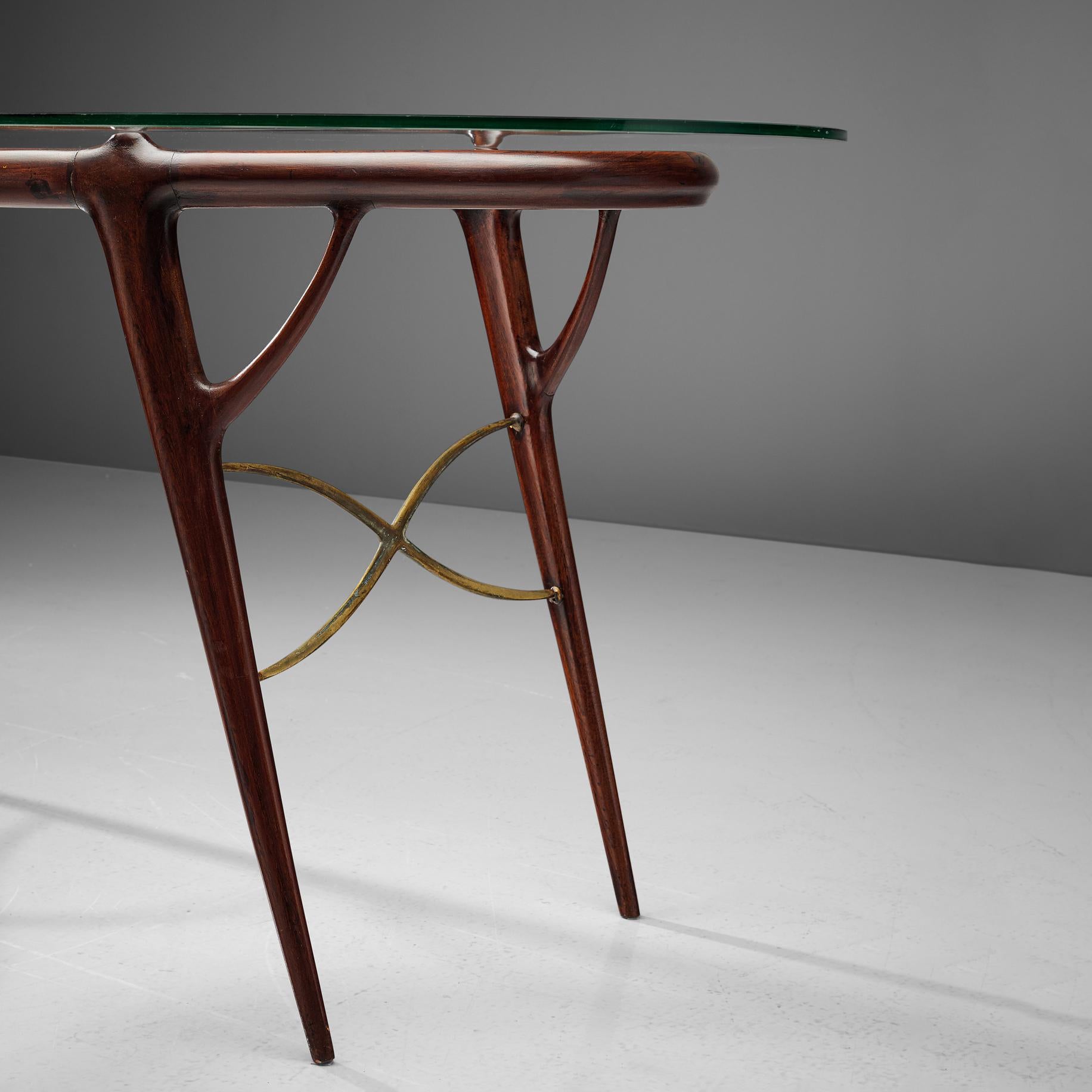 1950s Italian Sculptural Table in Mahogany and Brass  5