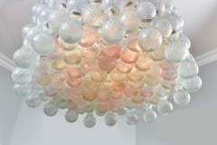 1950s Italian Seguso Murano Pastel Coloured Glass Bubble Chandelier