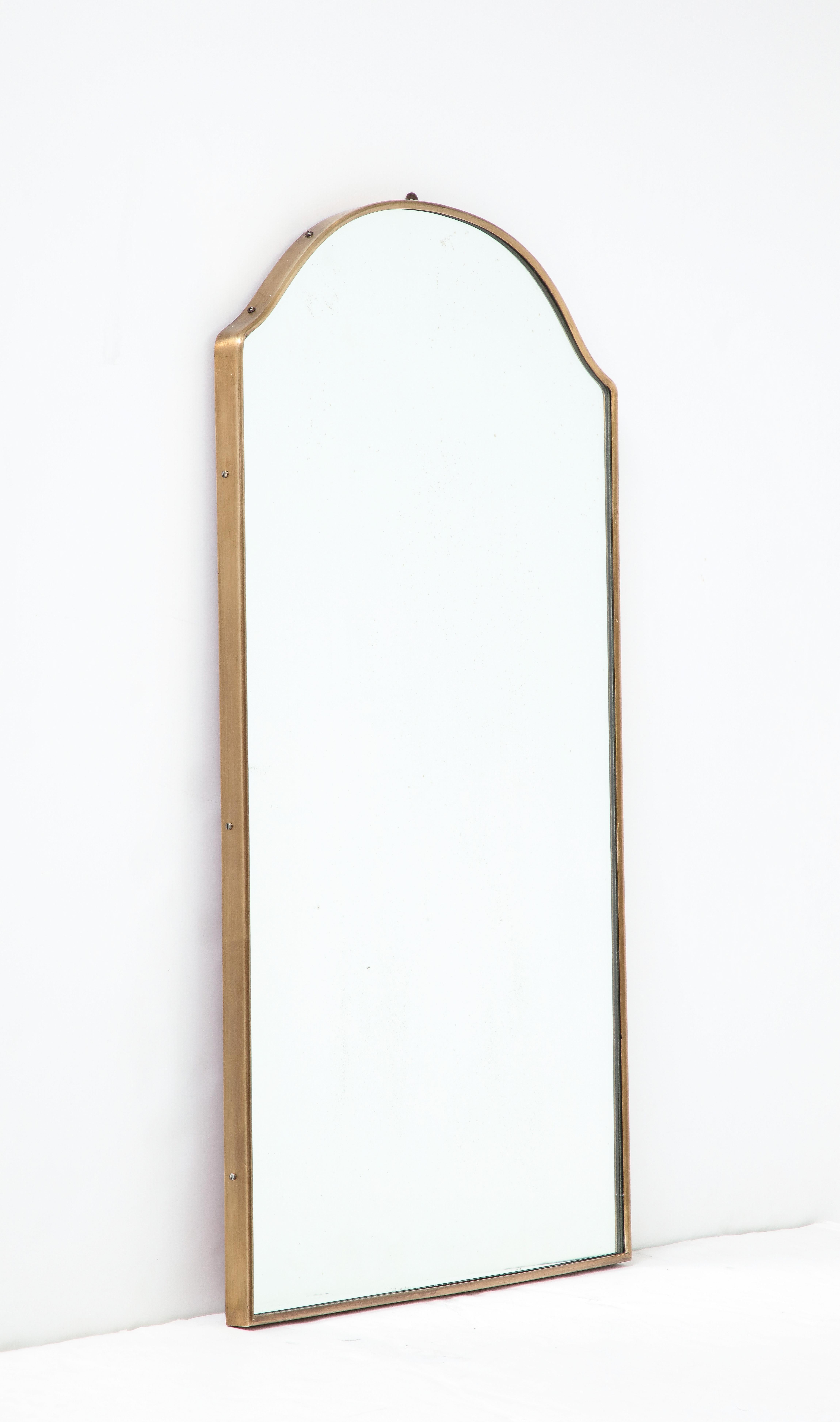 Mid-Century Modern 1950s, Italian Shaped Brass Wall Mirror