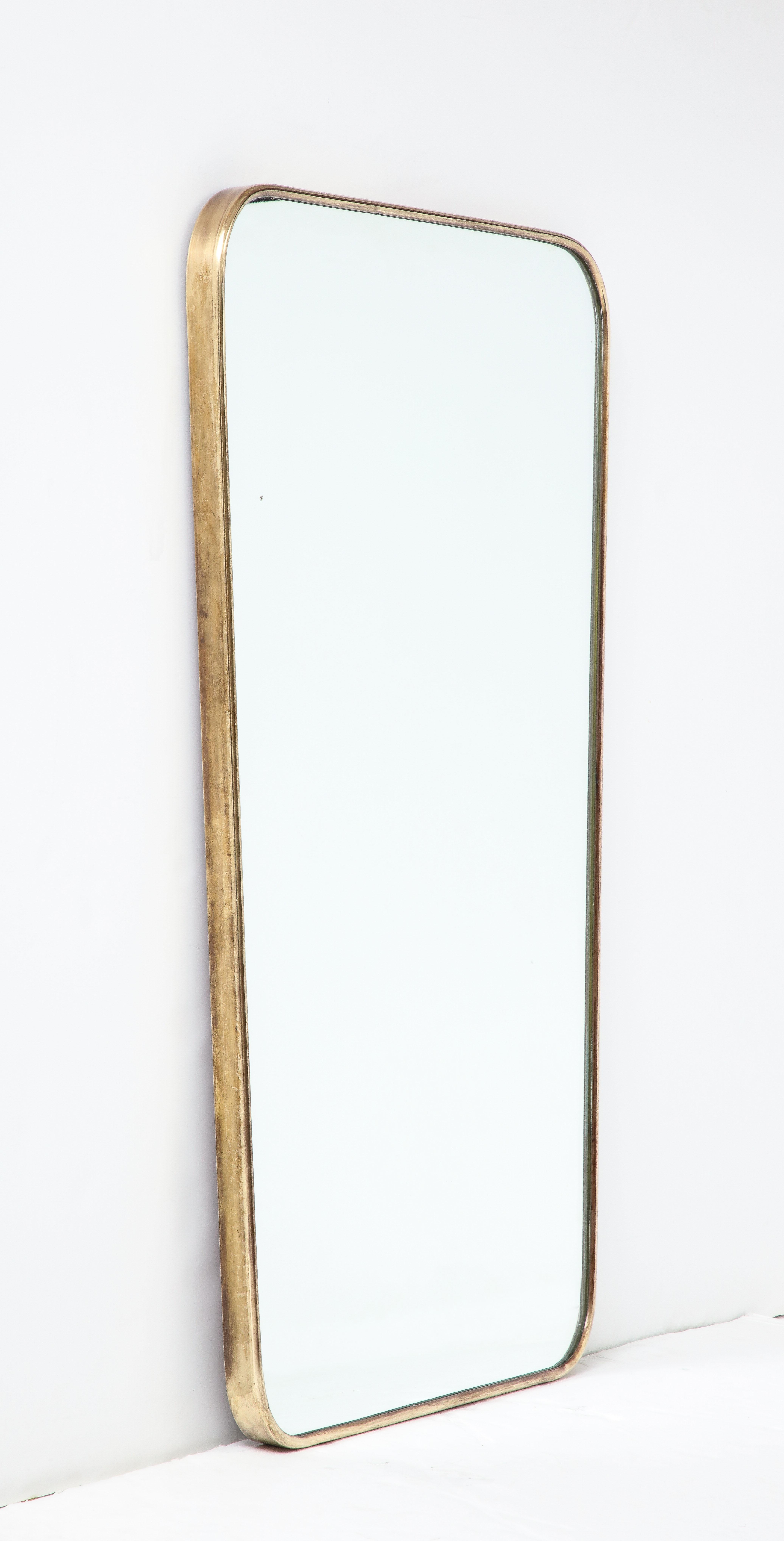 Mid-Century Modern 1950s, Italian Shaped Brass Wall Mirror