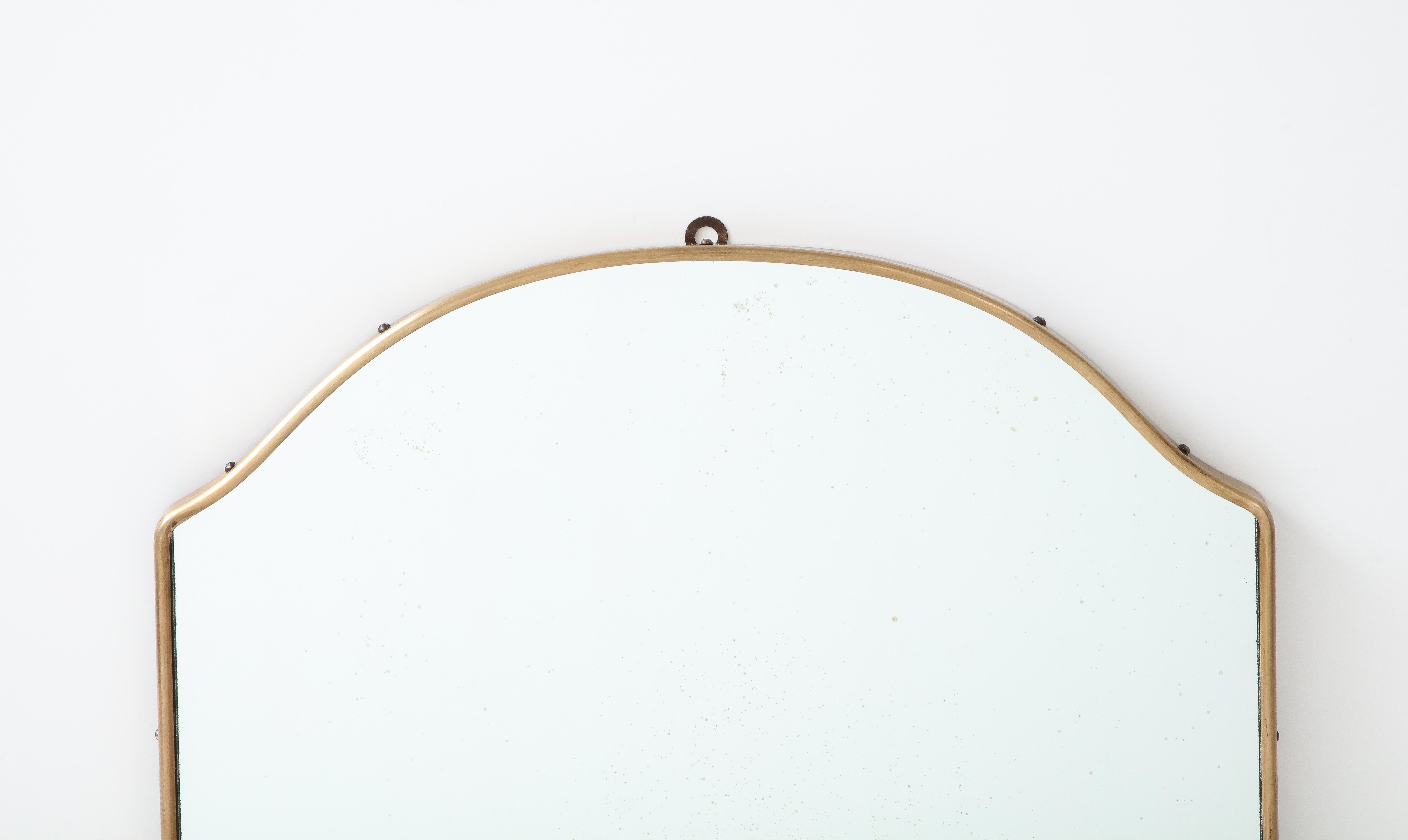 1950s, Italian Shaped Brass Wall Mirror In Good Condition In New York, NY