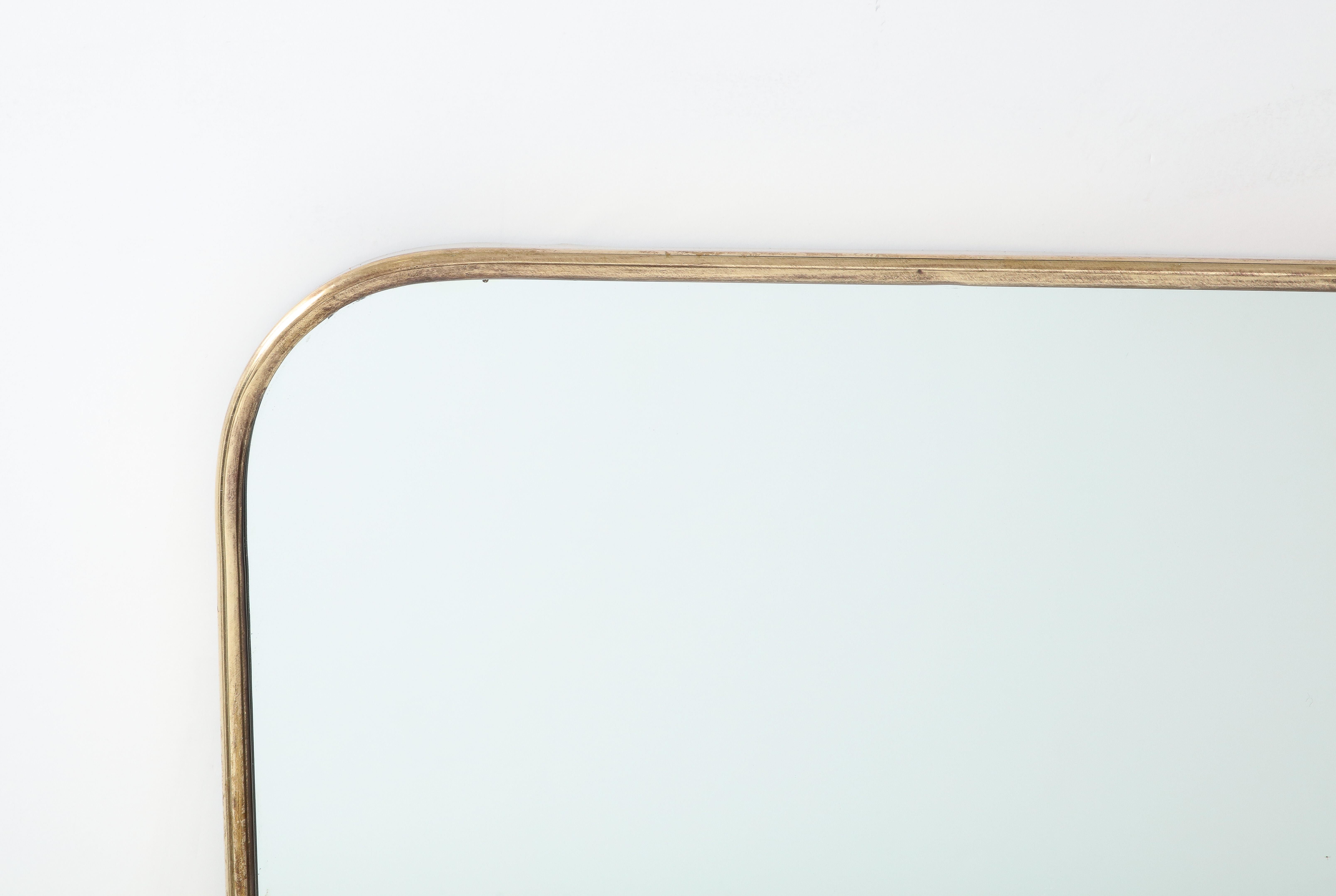 1950s, Italian Shaped Brass Wall Mirror In Good Condition In New York, NY