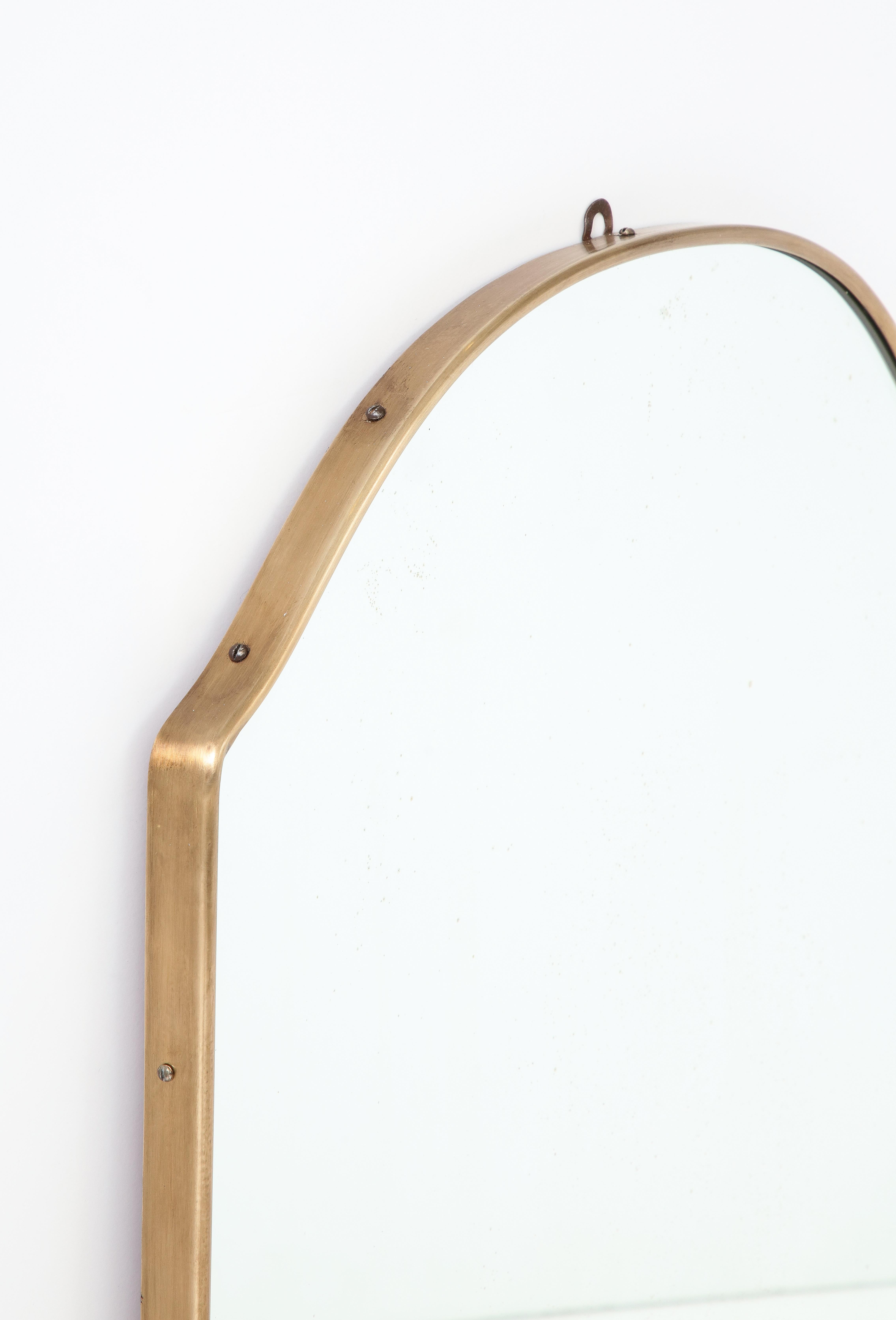 Mid-20th Century 1950s, Italian Shaped Brass Wall Mirror