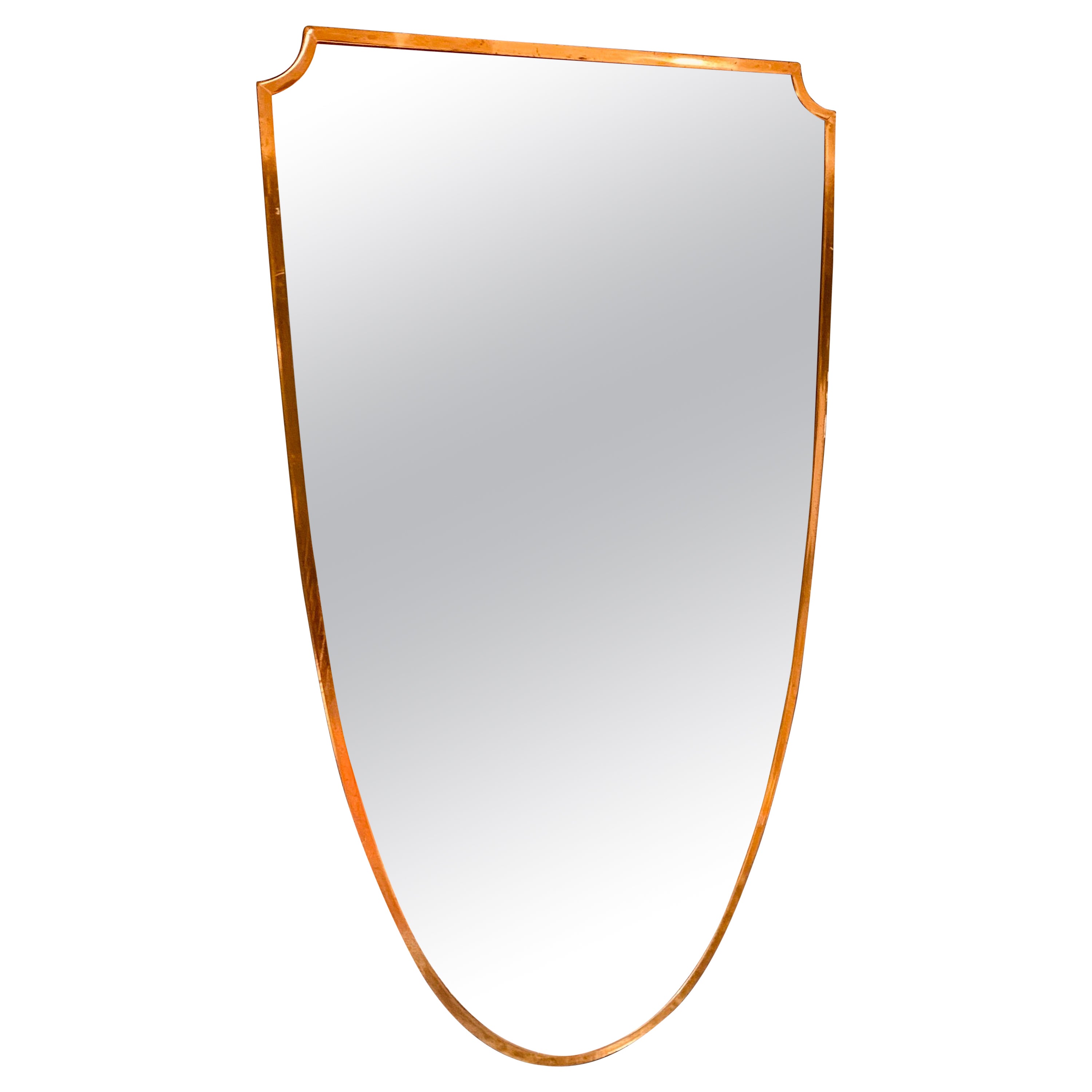 1950s Italian Shield Brass Mirror