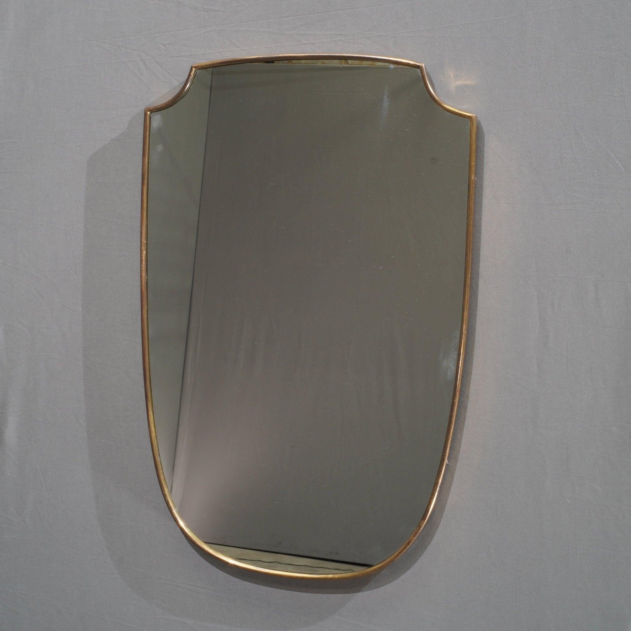 Mid-Century Modern 1950s Italian Shield Shape Wall Mirror